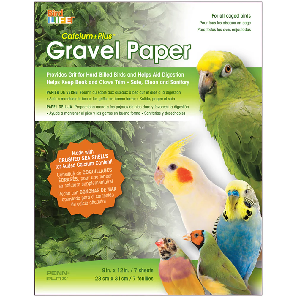 Penn Plax Bird Life Calcium+Plus Gravel Paper 9.5x15in - Image 1