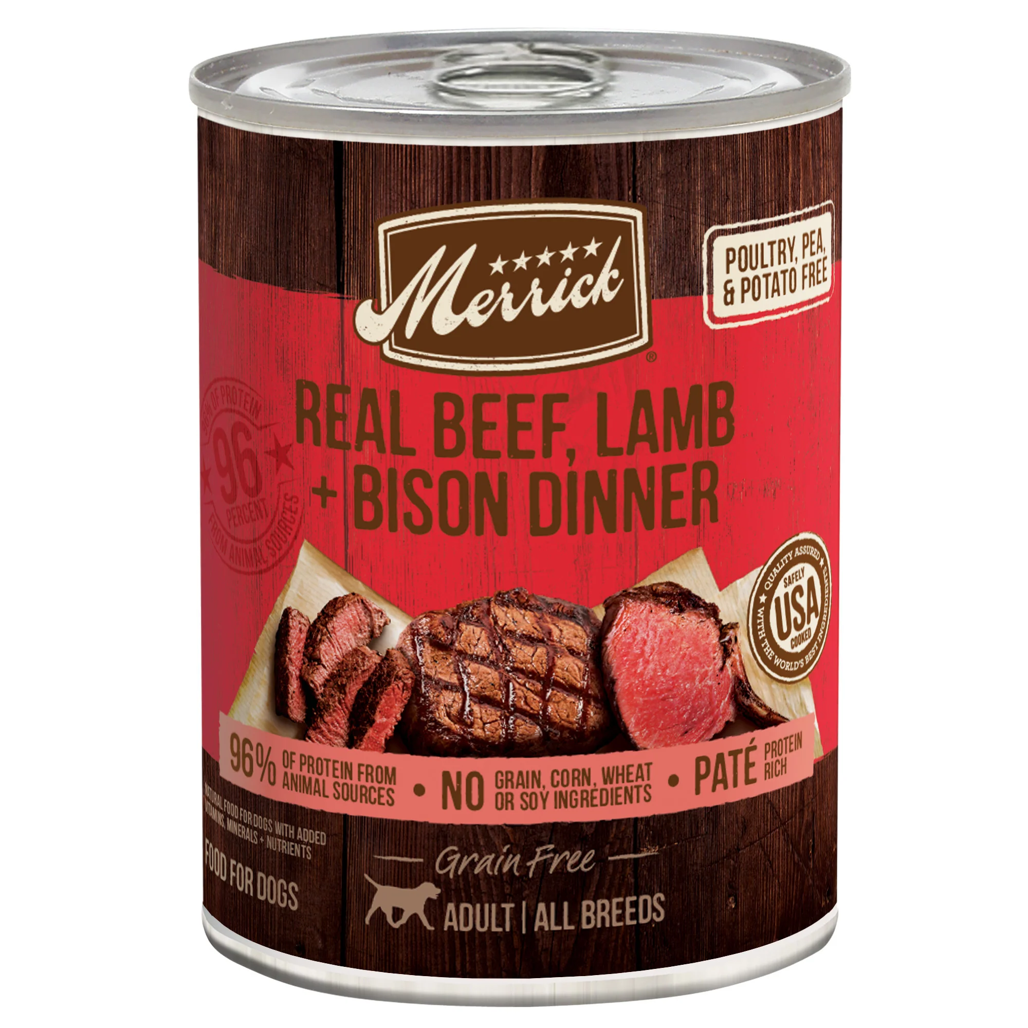 Merrick 12.7 oz Grain Free Real Beef Lamb & Buffalo Can Dog Food - Image 1