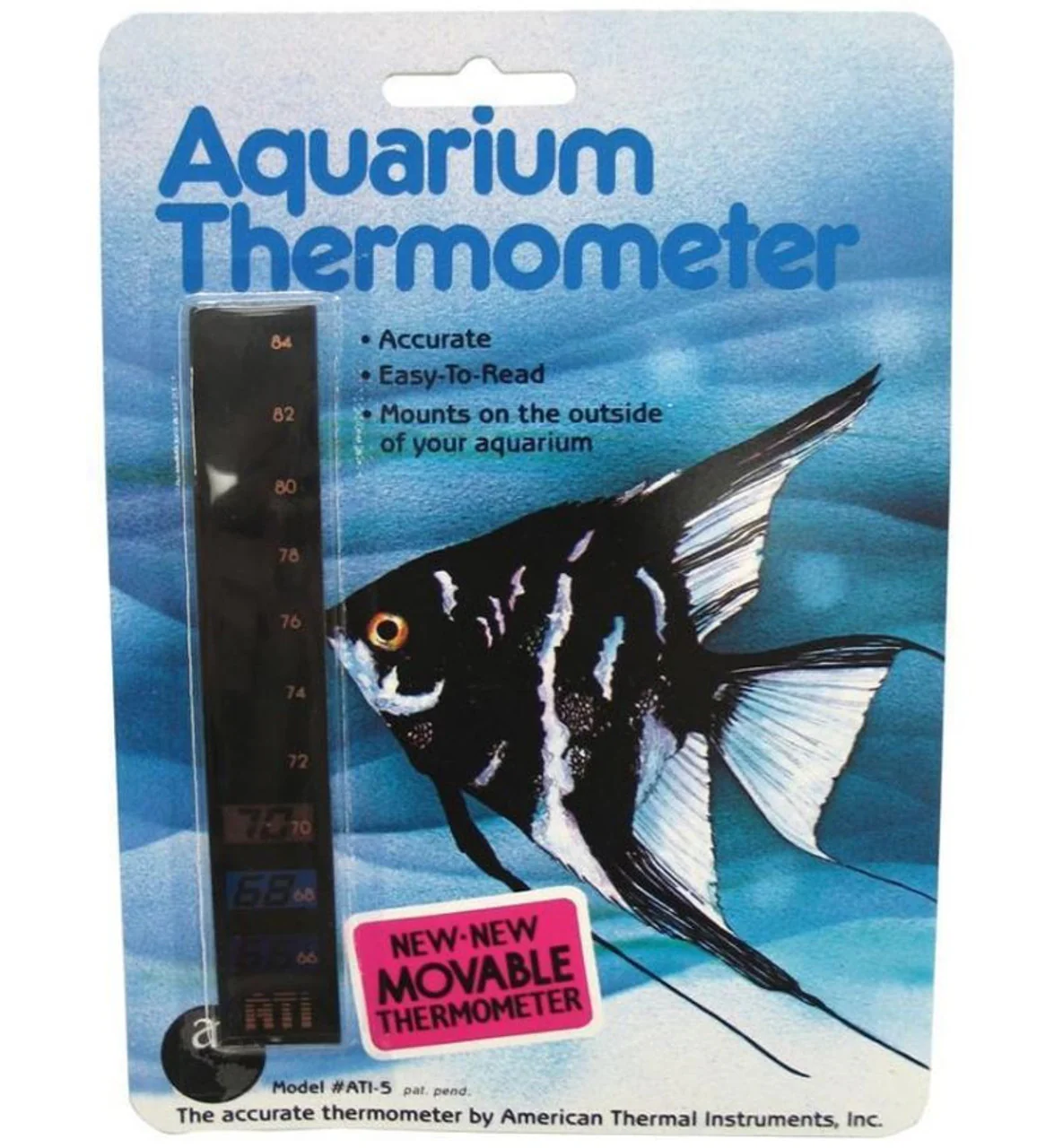HallCrest Liquid Crystal Movable Vertical Aquarium Thermometer 5in - Image 1