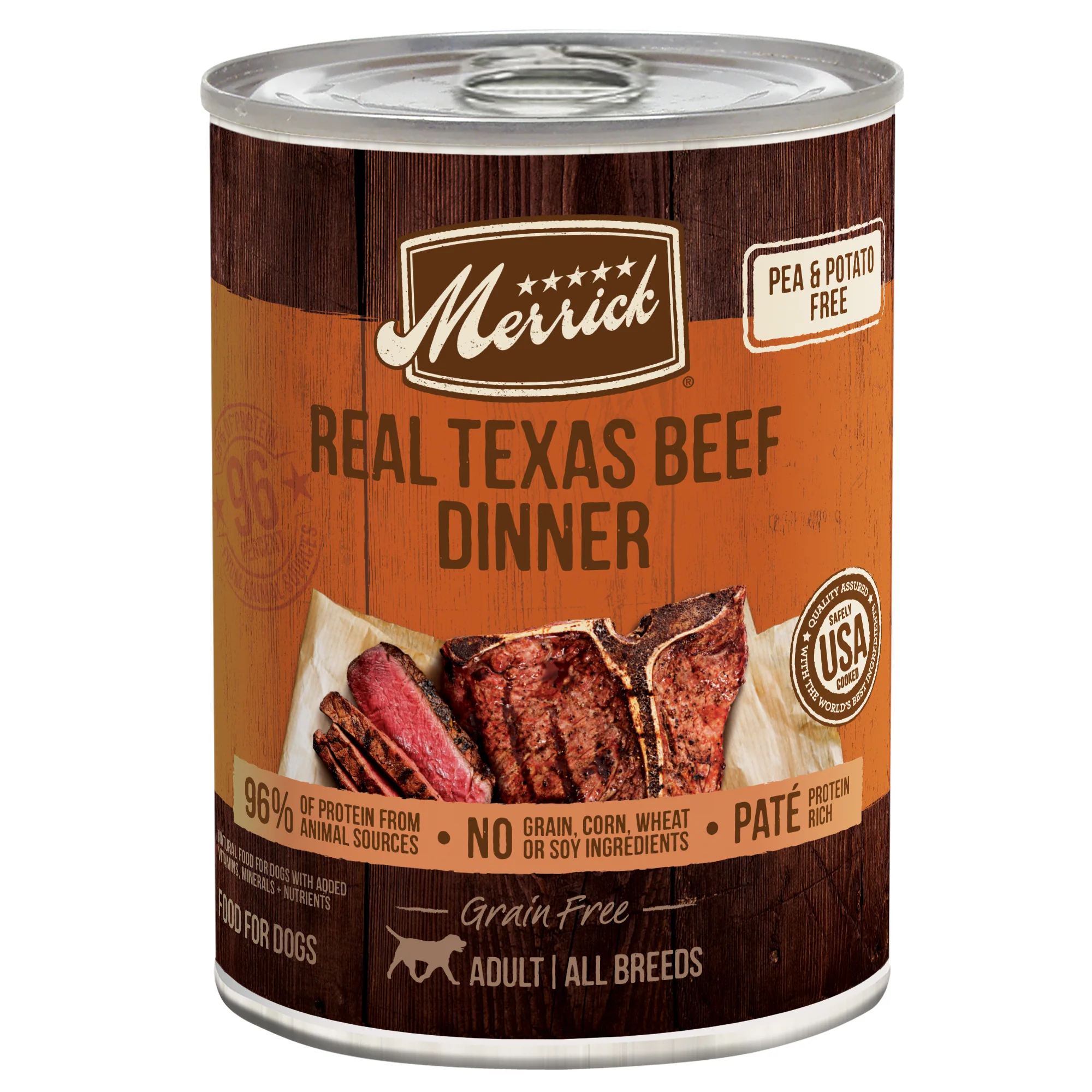 Merrick Grain Free Canned Dog Food Real Texas Beef Dinner 12.7oz - Image 1