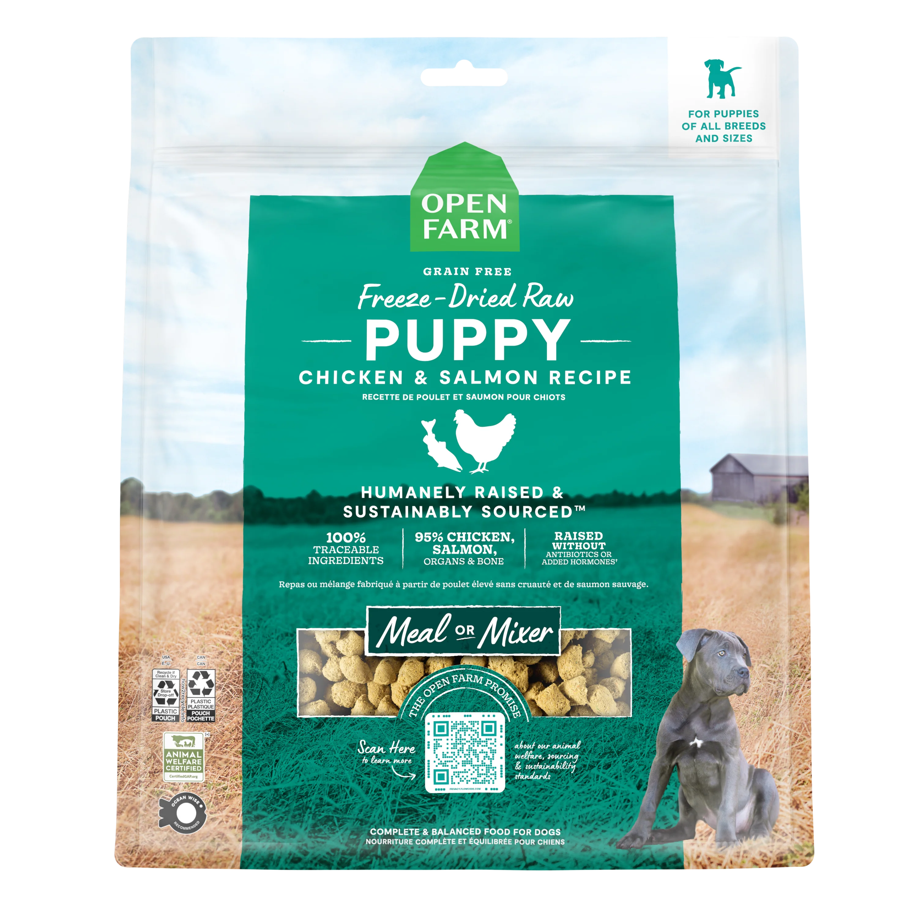 Open Farm Puppy Recipe Freeze-Dried Raw Morsels For Dogs 13.5oz Bag