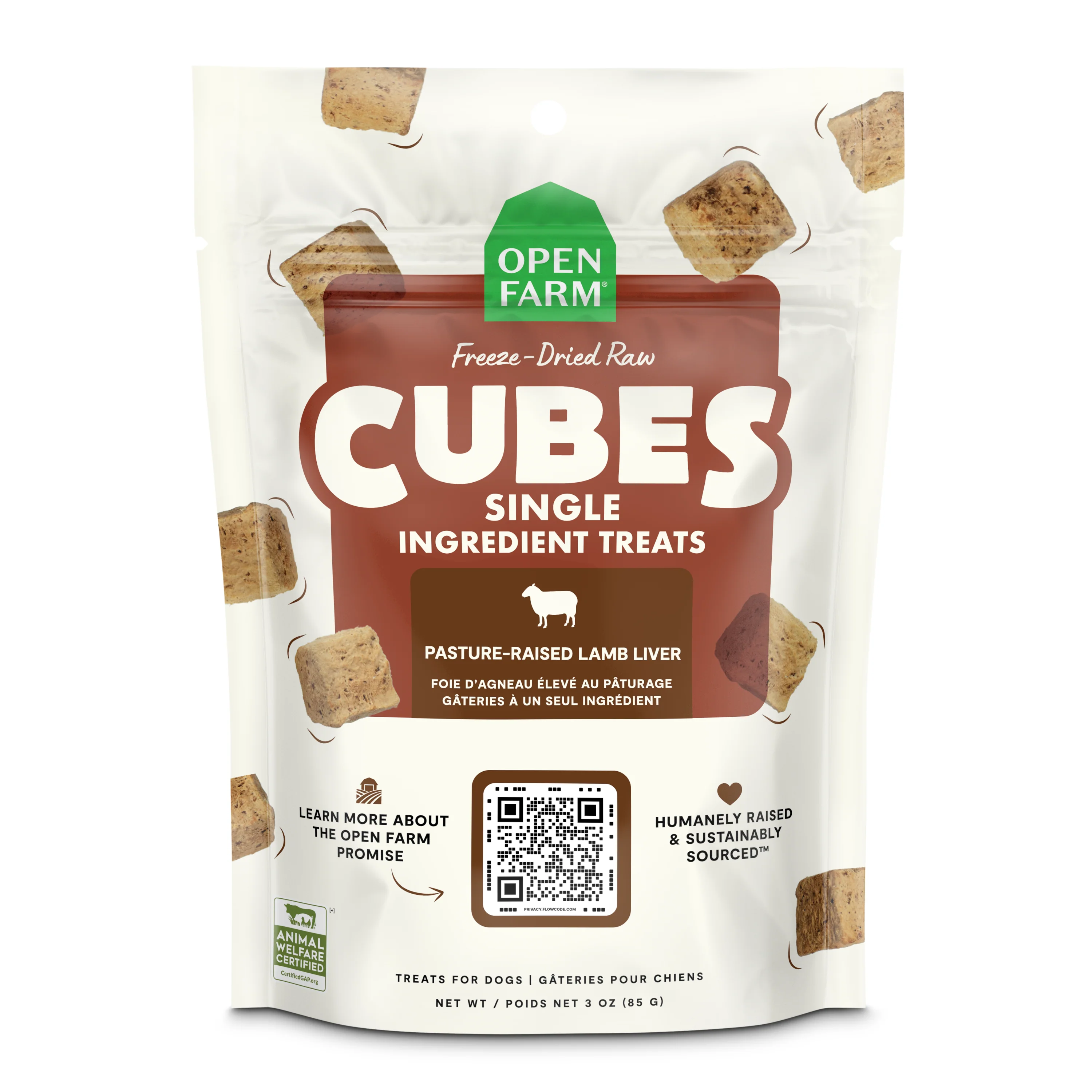 Open Farm Cubes Lamb Liver Single Ingredient Treats For Dogs 3oz Bag