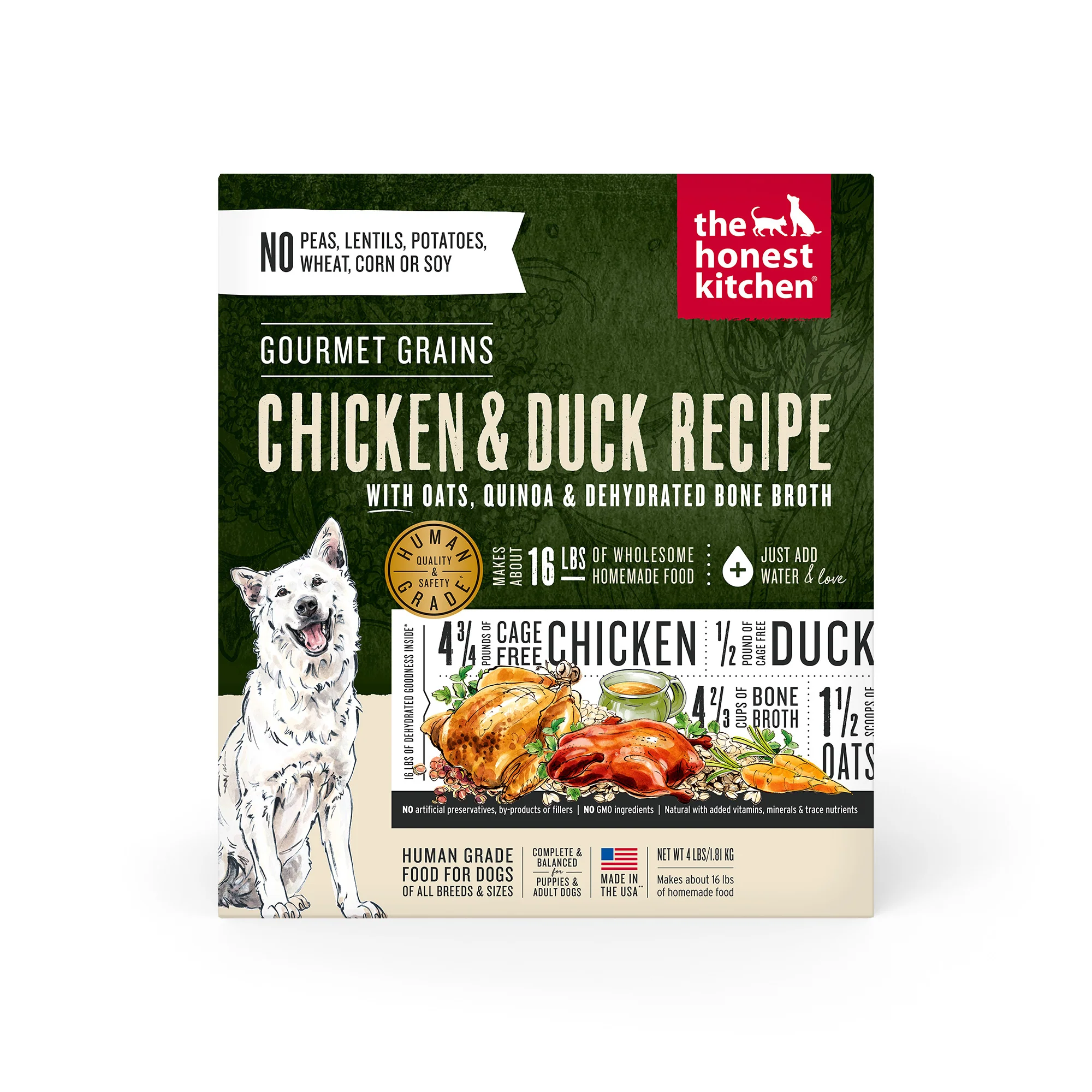 The Honest Kitchen Dehydrated Gourmet Grains Chicken & Duck Dog Food 4lb - Image 1