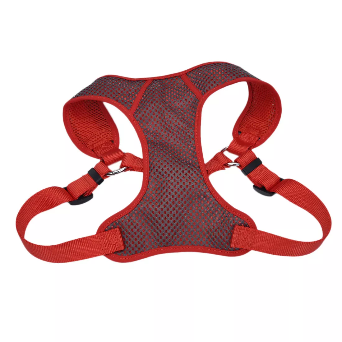 Coastal Comfort Soft Sport Wrap 5/8in Wide 16-19in Adjustable Dog Harness Grey with Red - Image 1