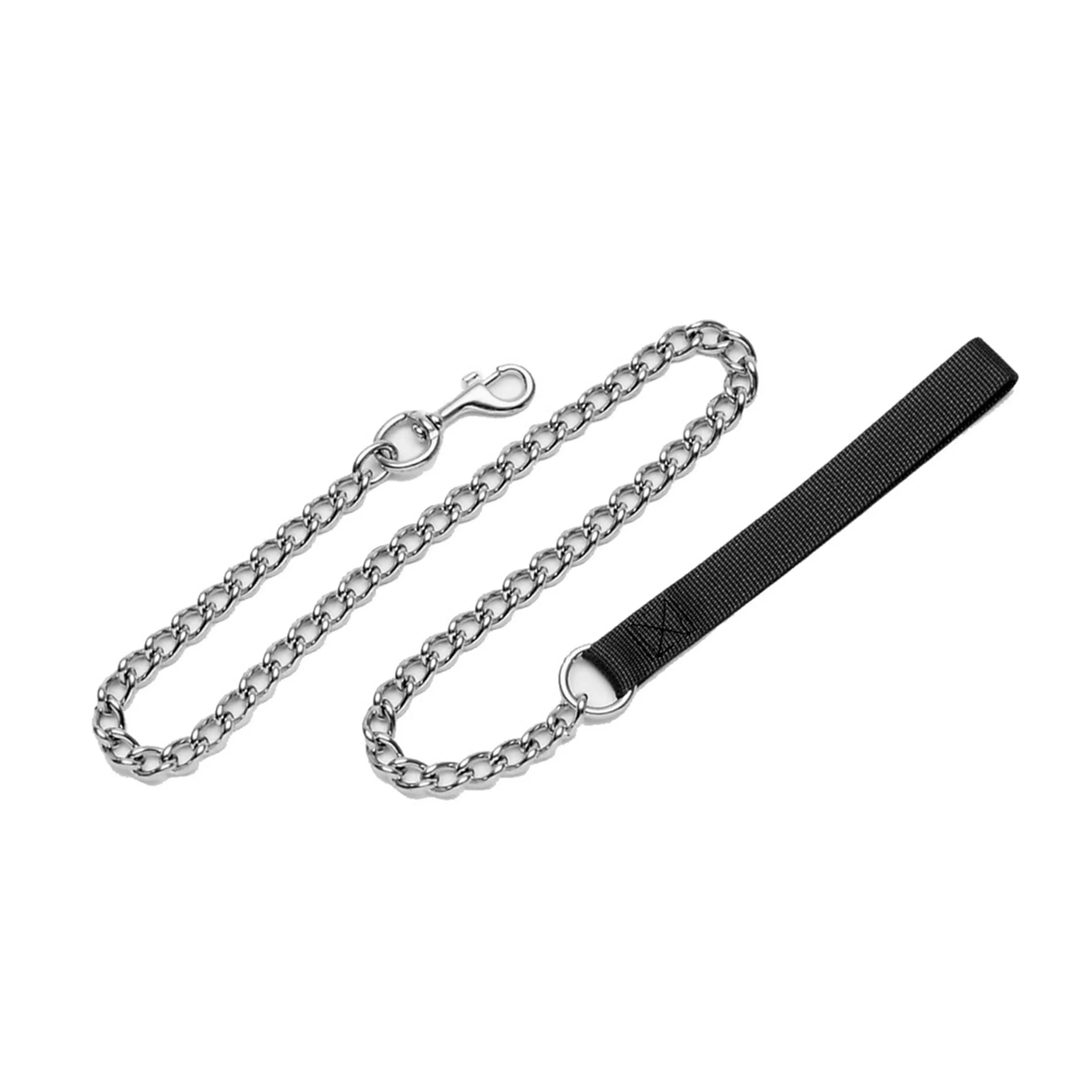 Coastal Titan 4ft Long 3.0mm Heavy Chain Dog Leash with Nylon Handle Black - Image 1