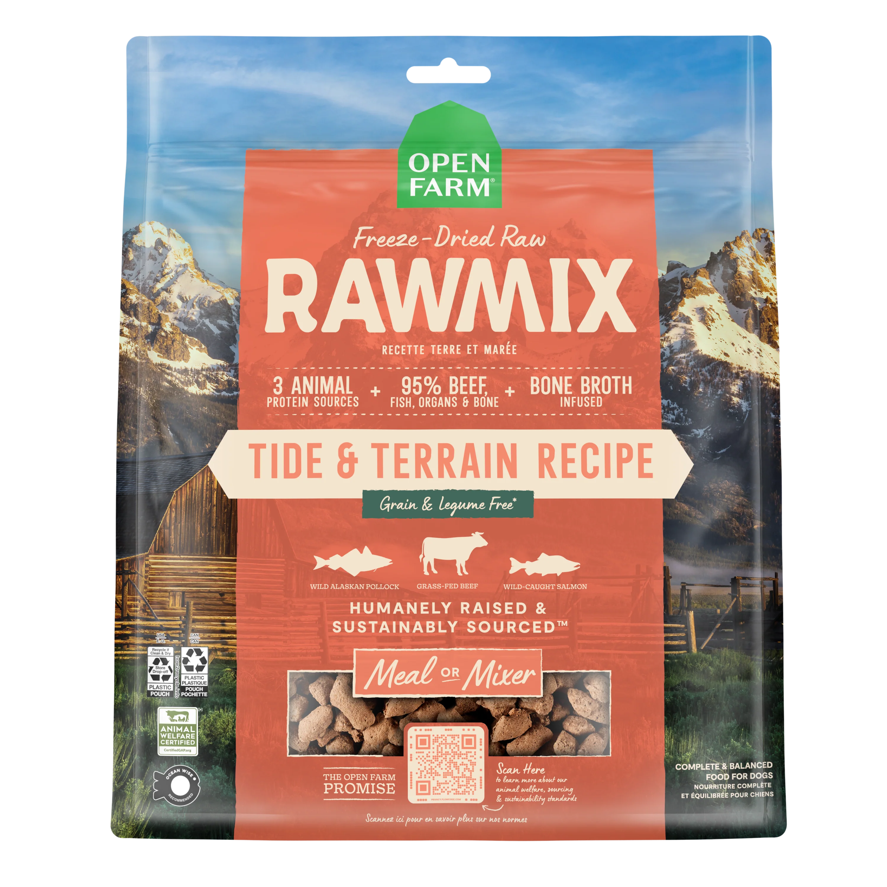 Open Farm Rawmix Tide & Terrain Recipe Freeze-Dried Raw For Dogs 13.5oz Bag