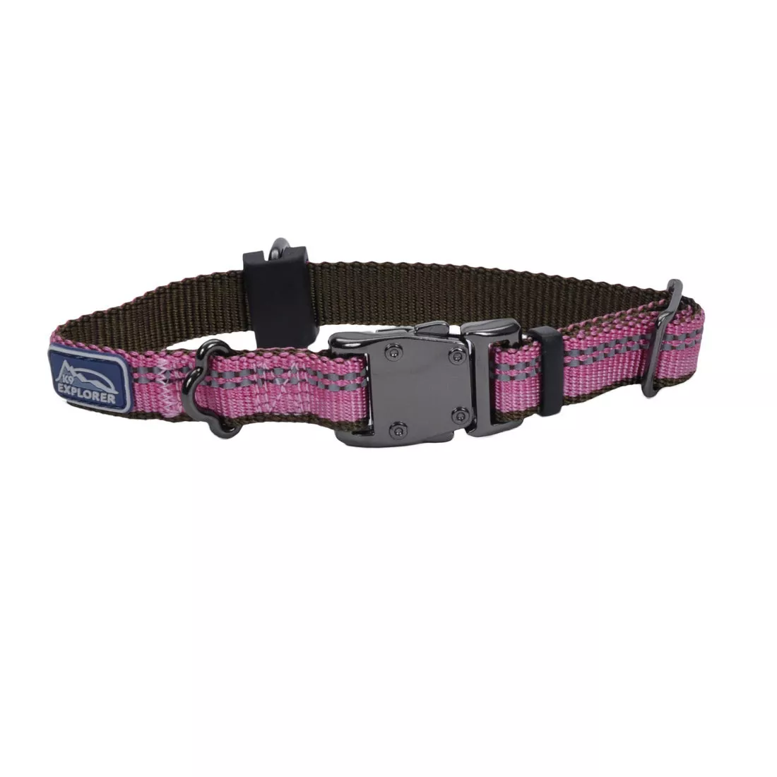 Coastal K9 Explorer 5/8in Wide 8-12in Reflective Adjustable Dog Collar Rosebud - Image 1