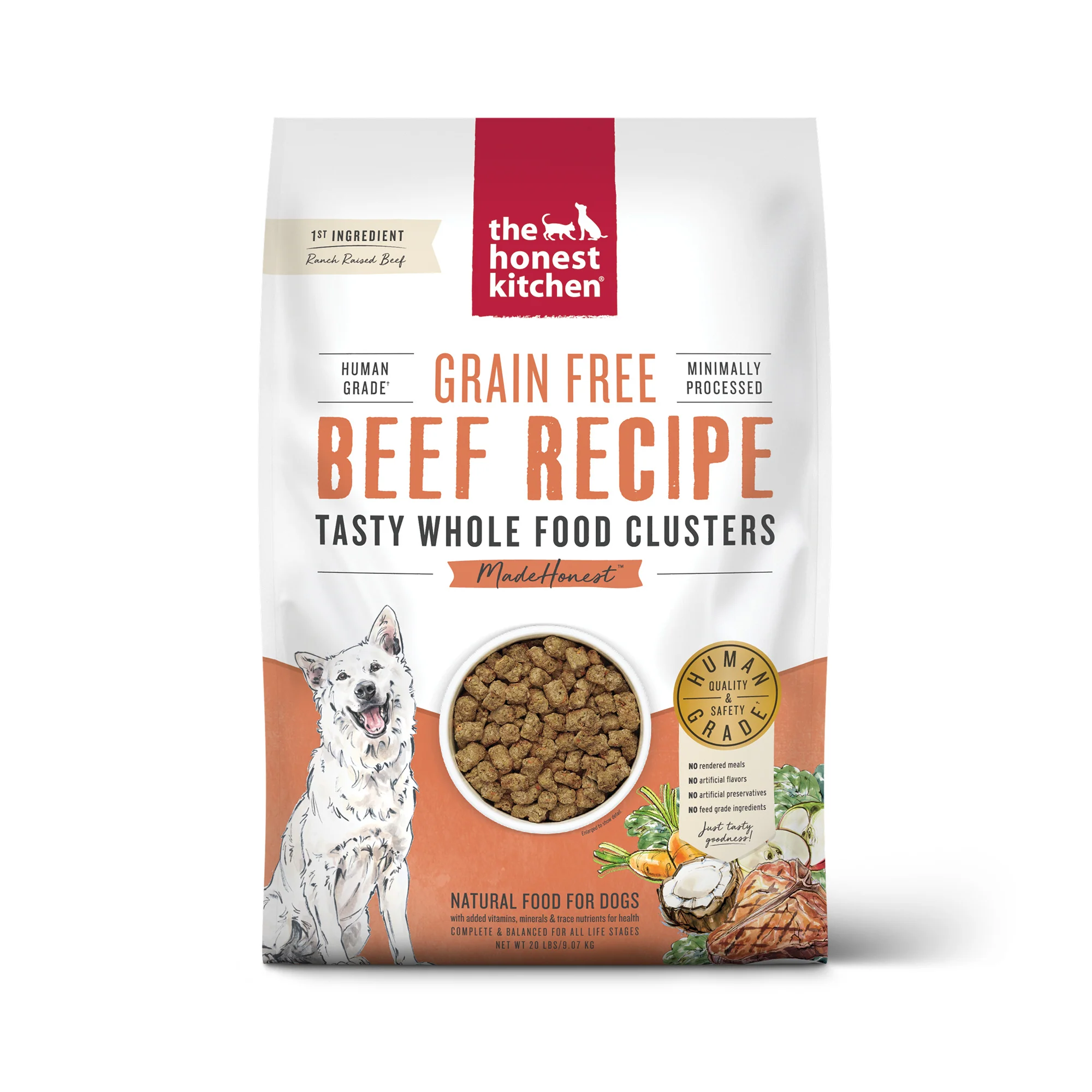 The Honest Kitchen Whole Food Clusters Grain Free Beef Dry Dog Food 20lb - Image 1