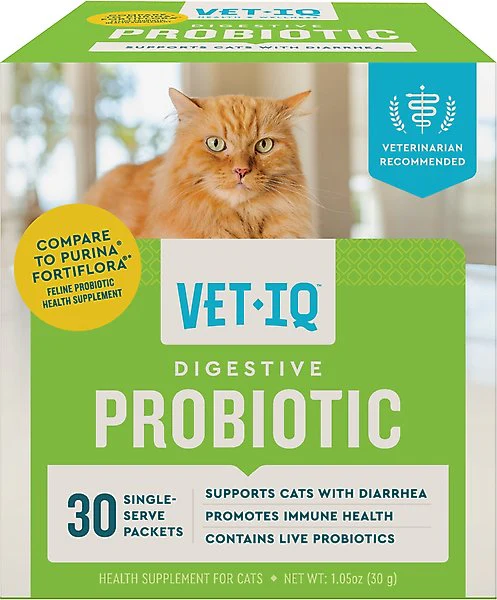 VetIQ Chicken Flavored Probiotic Powder Supplement for Cats & Kittens 30ct - Image 1