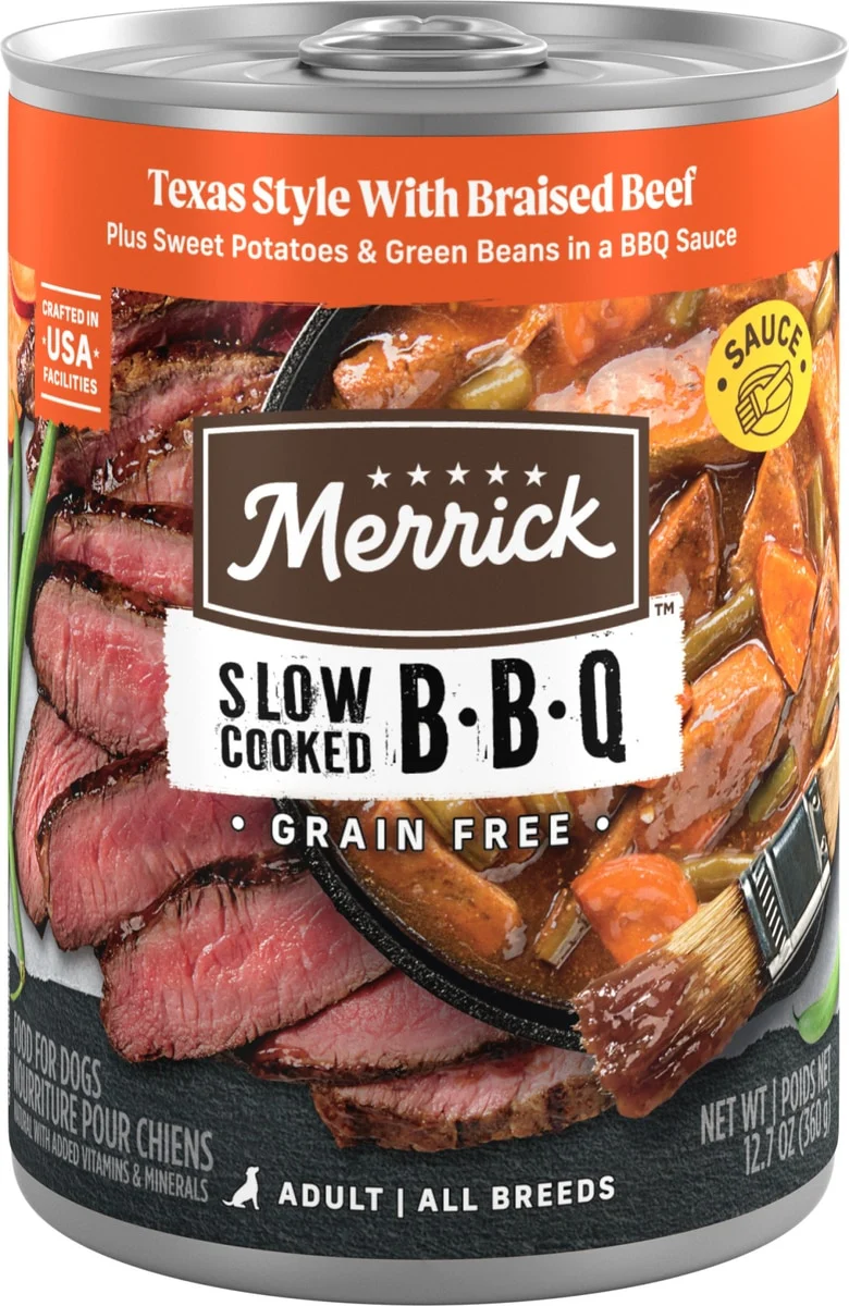Merrick Slow-Cooked BBQ Texas Style with Braised Beef, 12.7oz Can - Image 1