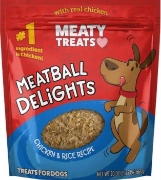 Meaty Treats Meatball Delights Chicken and Rice Dog Treats 20oz - Image 1