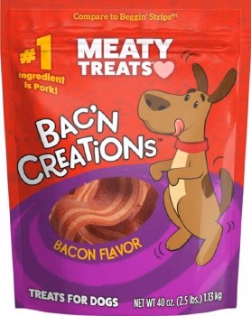 Meaty Treats Bacn Creations Bacon Dog Treats 40oz - Image 1