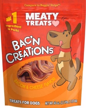 Meaty Treats Bacn Creations Bacon and Cheese Dog Treats 40oz - Image 1