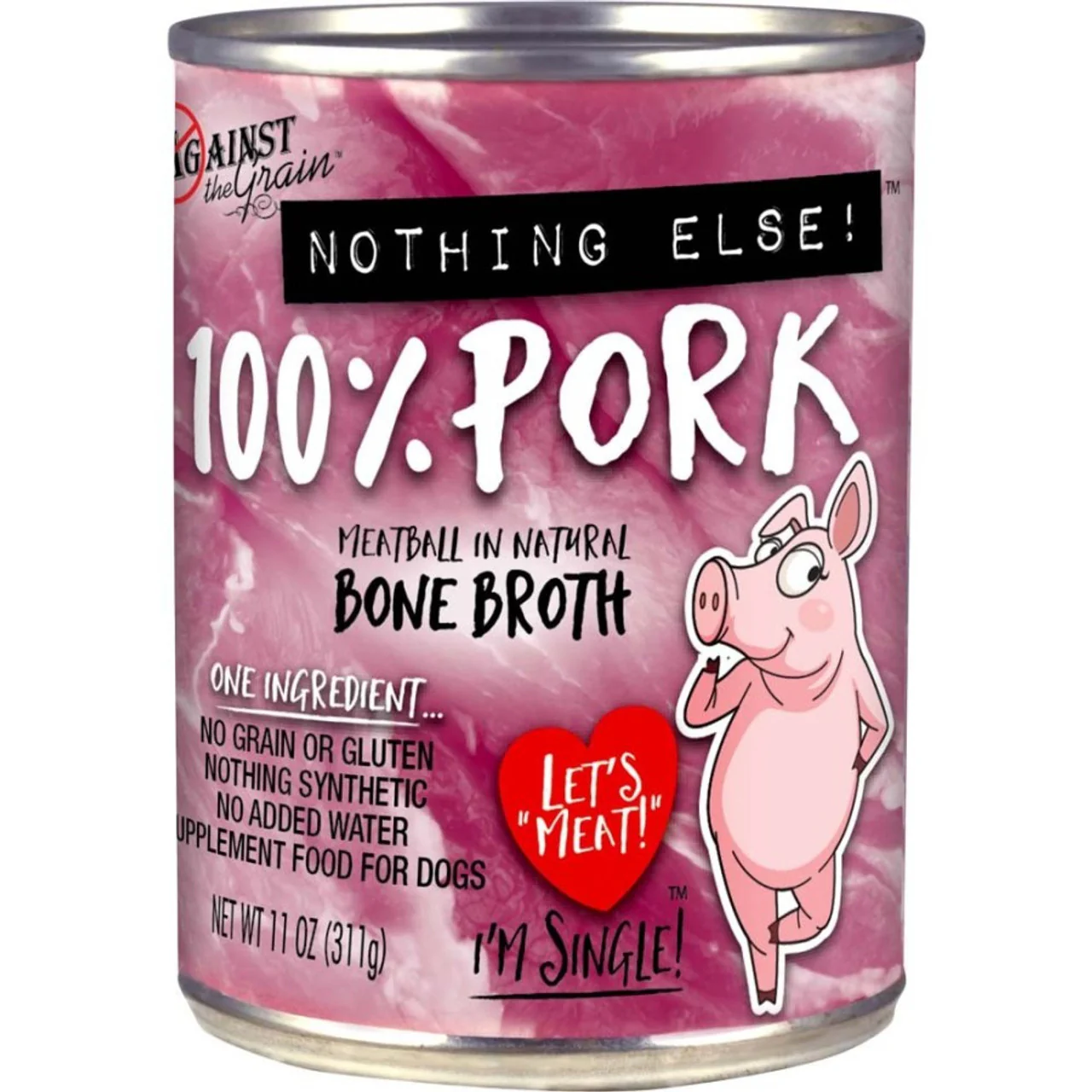 Against the Grain Nothing Else One Ingredient Pork Dog Food Pork 11 oz cans - Image 1