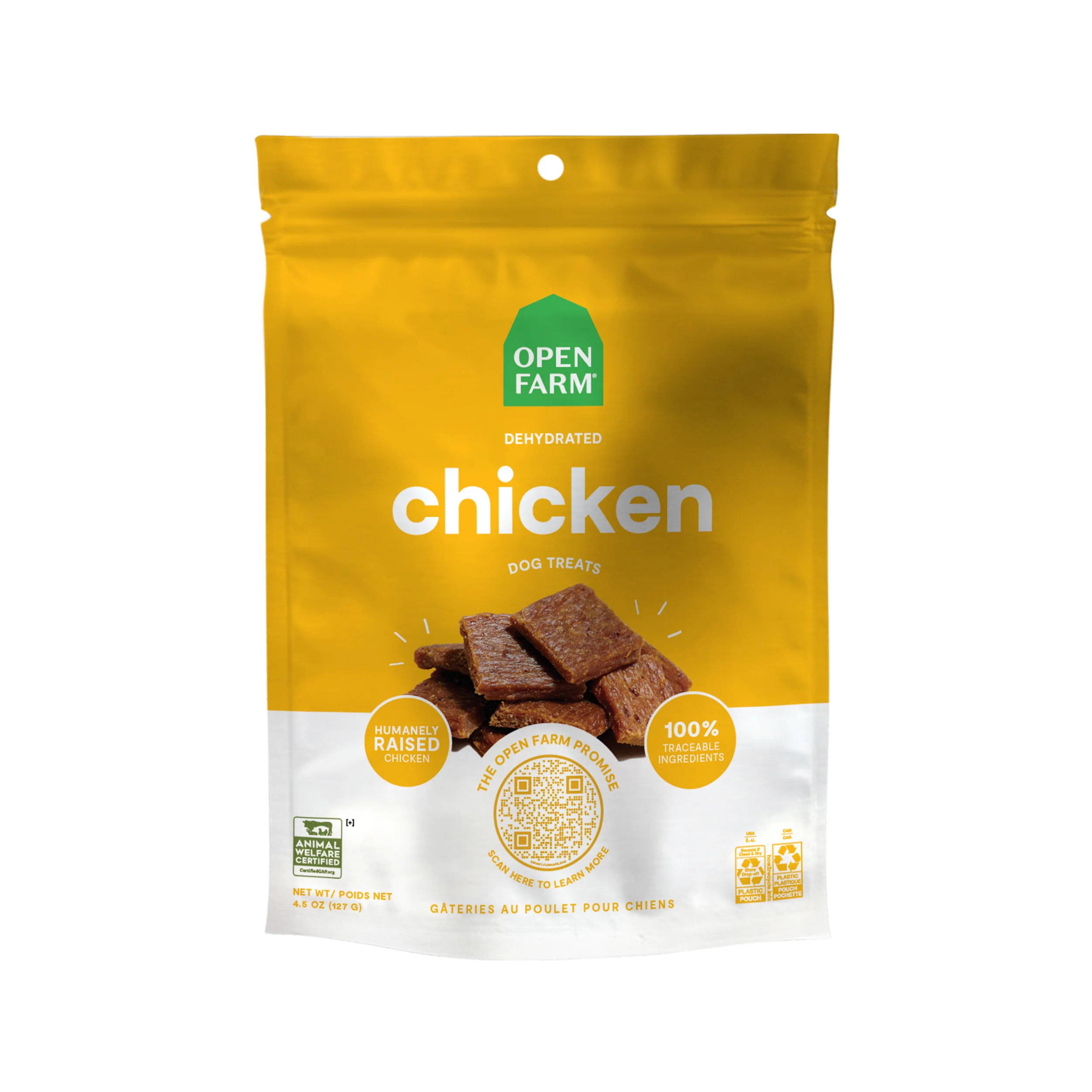 Open Farm Dehydrated Chicken Recipe Treats For Dogs 4.5oz Bag