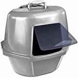 Van Ness Enclosed Corner Cat Litter Pan, Silver - Image 1