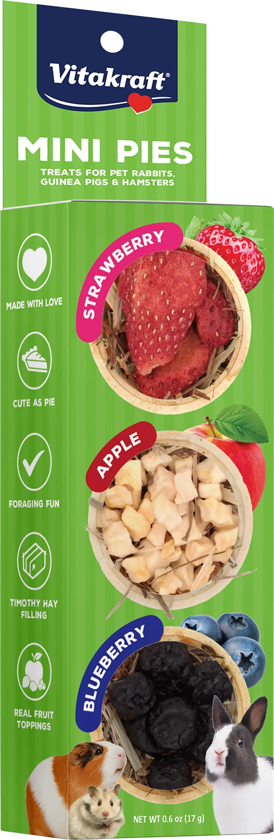 Vitakraft Mini Pie Small Animal Treats Strawberry Apple .6oz - Image 1