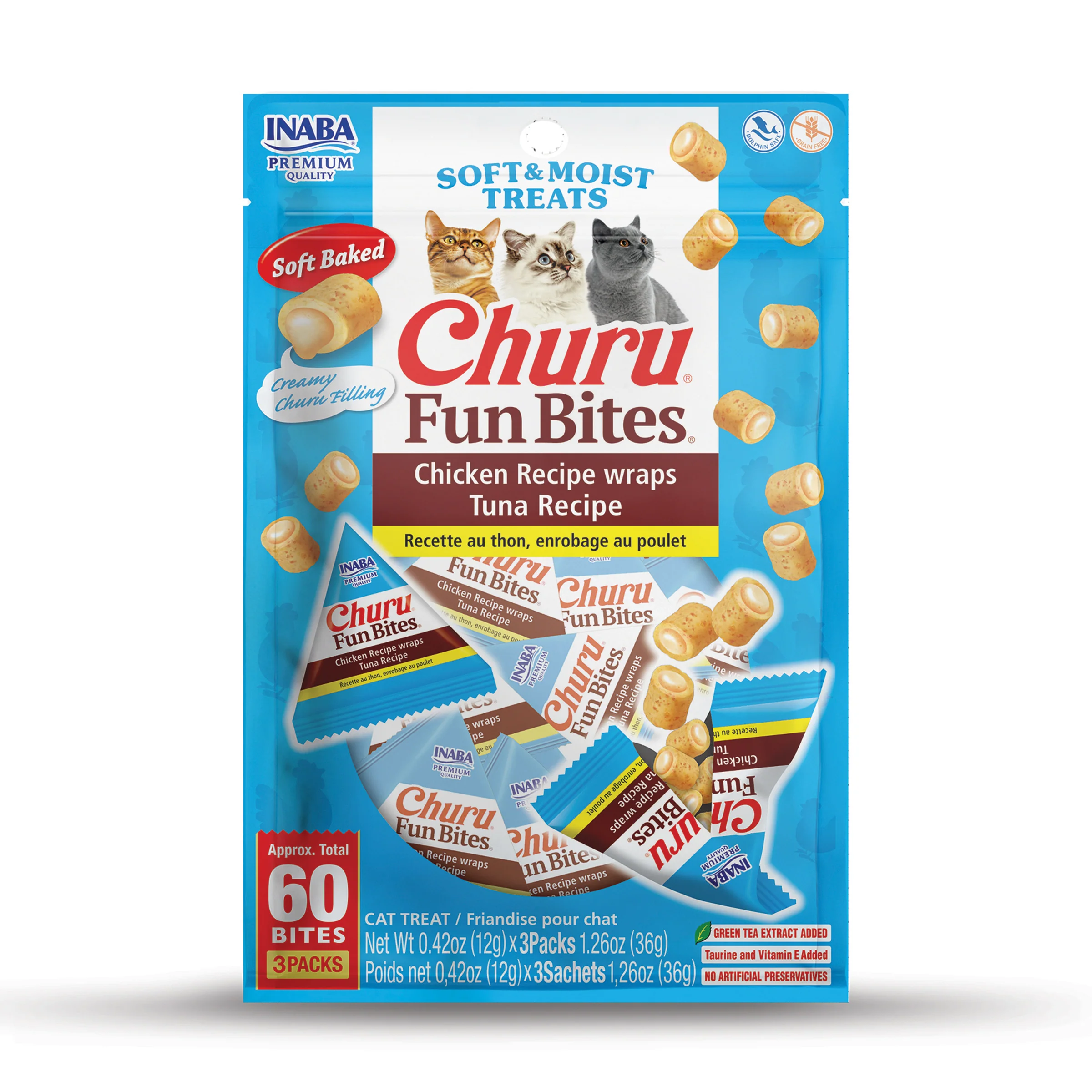 INABA Churu Fun Bites for Cats 0.42oz 3pk Tuna Recipe - Image 1