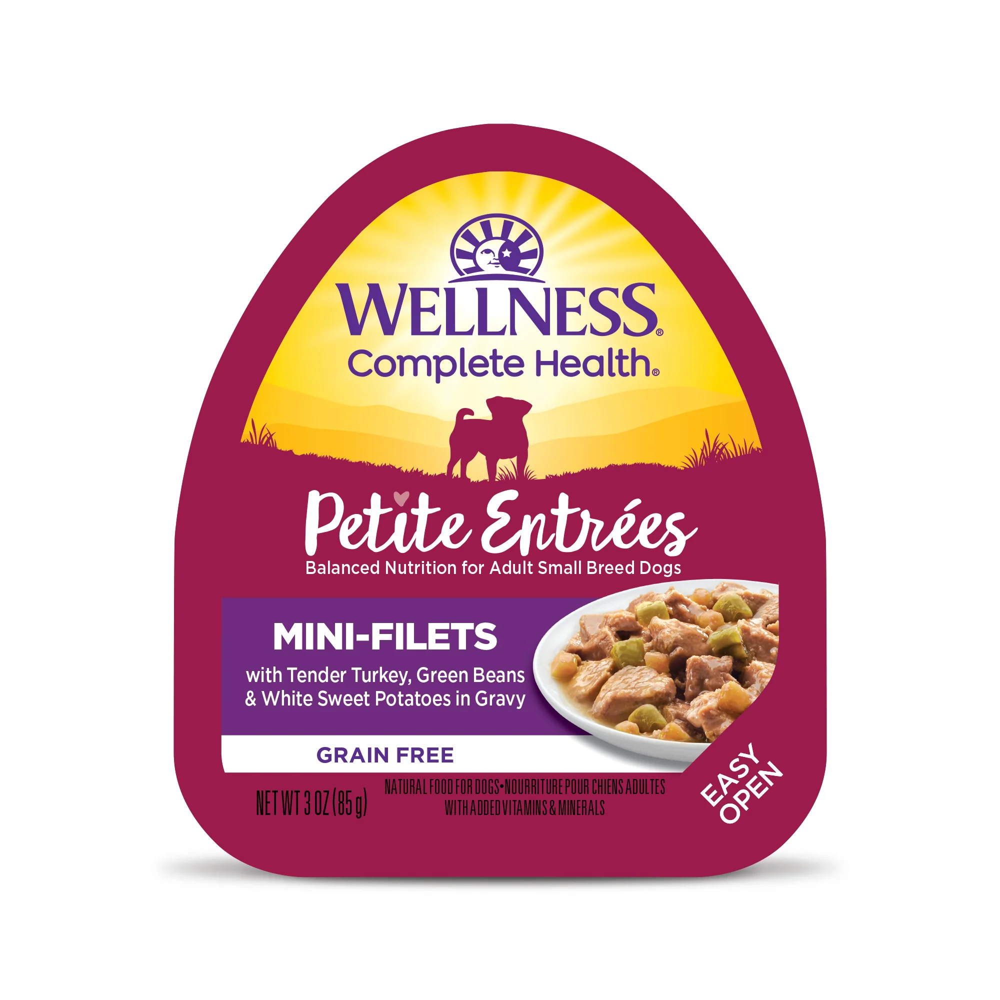 Wellness Petite Entrées Mini-Filets With Tender Turkey Green Beans & White Sweet Potatoes in Gravy 3oz Cup - Image 1