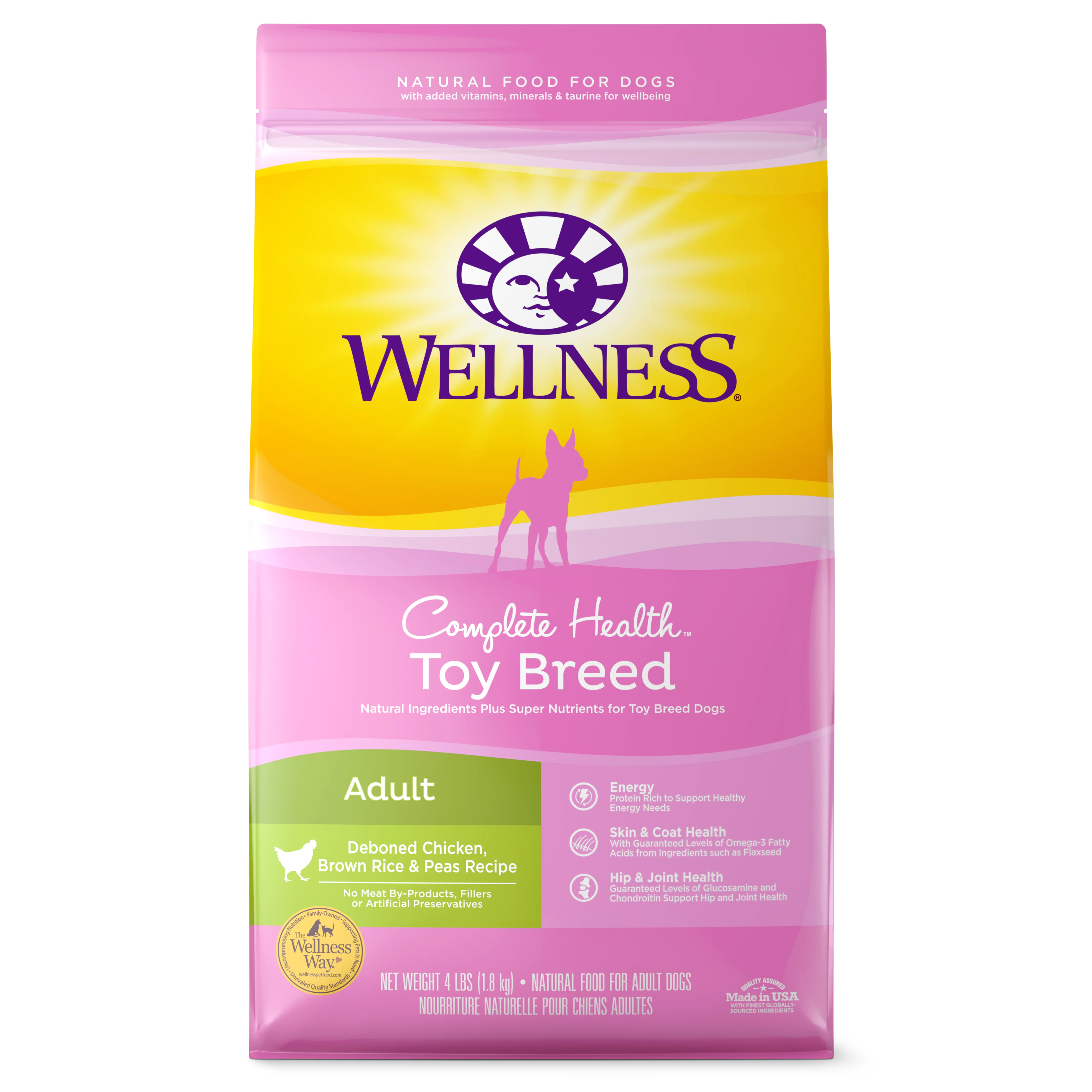 Wellness Complete Health Natural Dry Toy Breed Dog Food Chicken & Rice 4lb Bag - Image 1