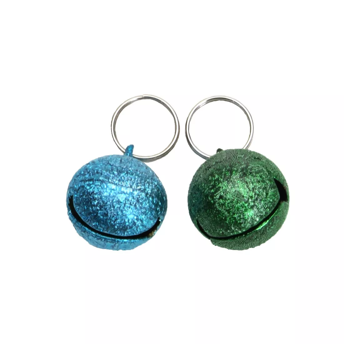 Coastal Frosted Designer Cat Bells Green and Blue Bells 2pk - Image 1