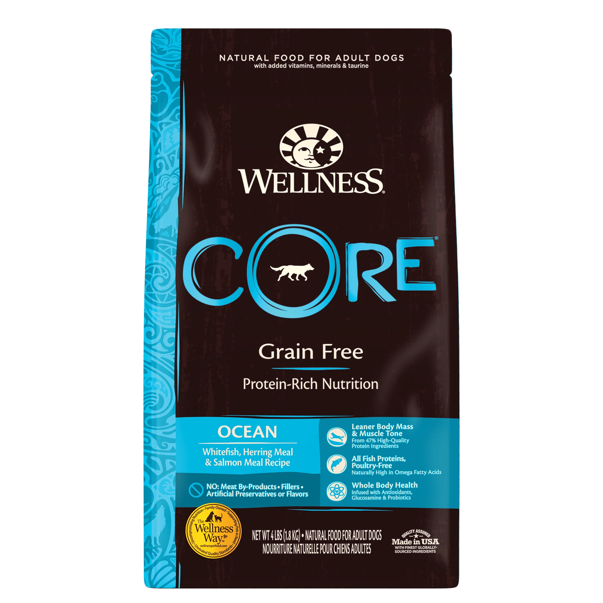 Wellness CORE Natural Grain Free Dry Dog Food Ocean Whitefish Herring & Salmon 4lb Bag - Image 1