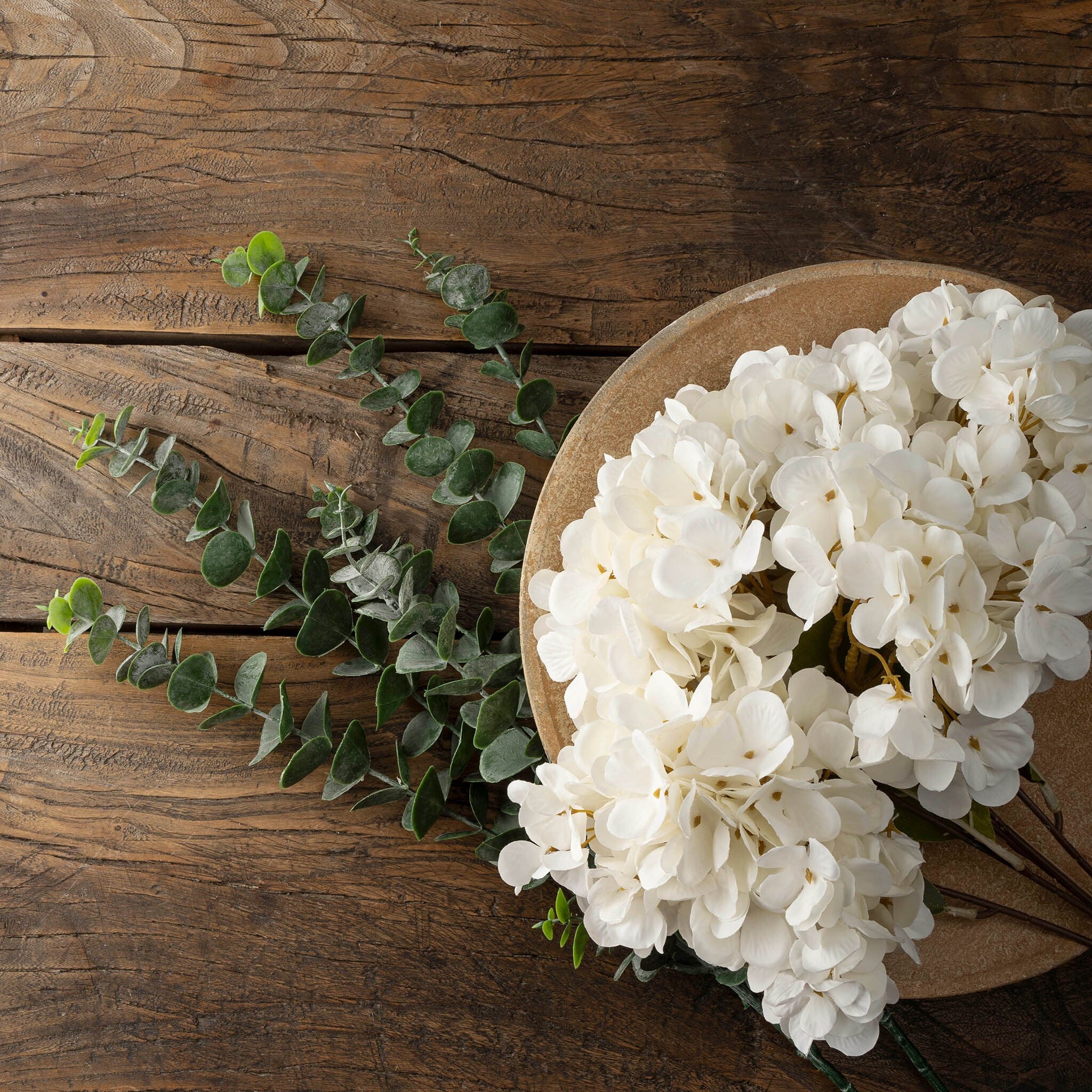 Hydrangea White Faux Floral Stem - Image 3