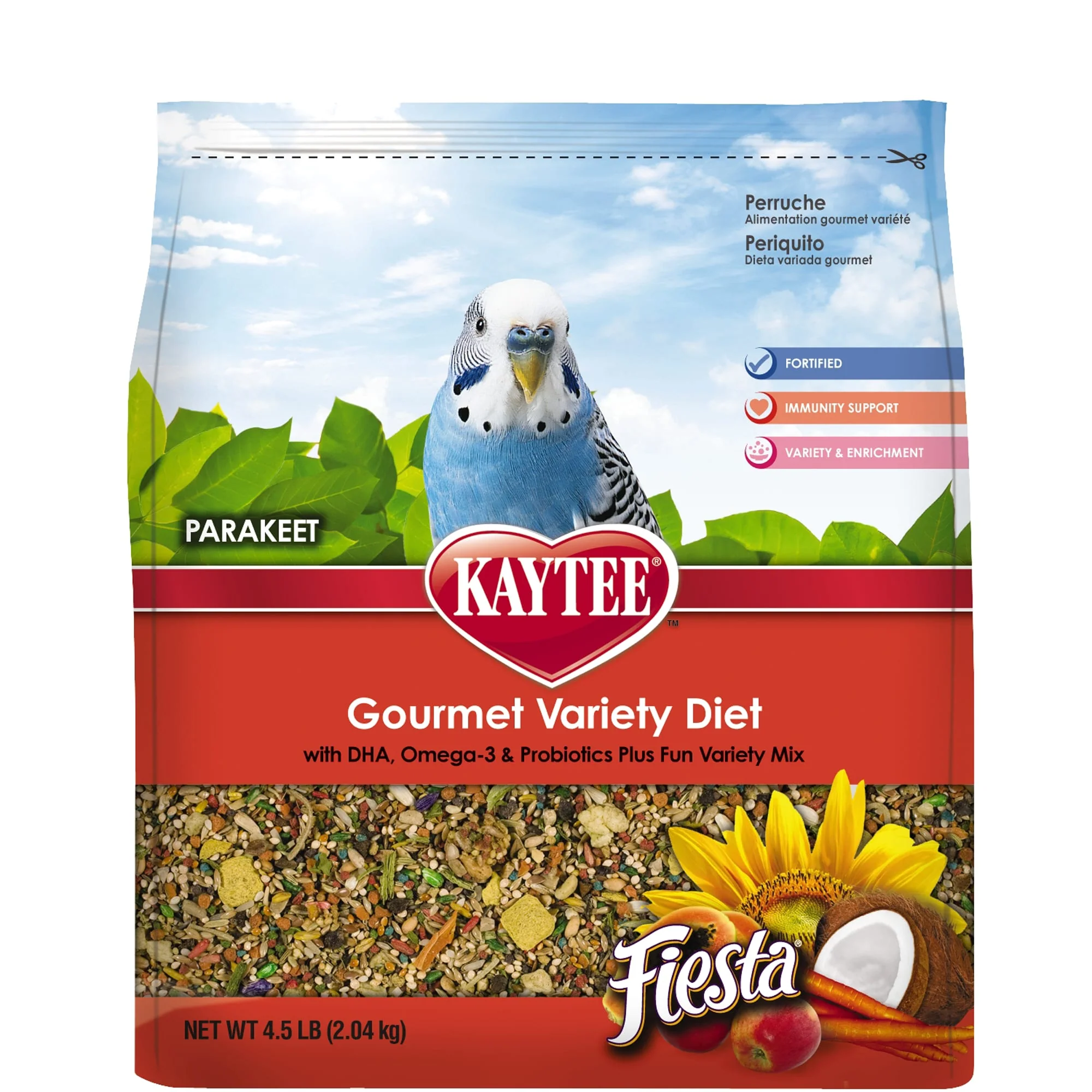 Kaytee Fiesta Parakeet Food 4.5 lb  Fortified Gourmet Diet - Image 1