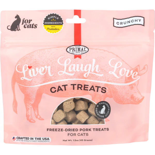 Primal Cat Treats Liver Laugh Love Simply Pork 1.5 oz - Image 1