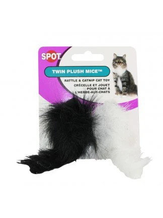 Spot Ethical Pet Cat Toy Twin Plush Mice Rattle & Catnip, 2Pk - Image 1