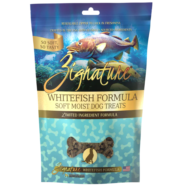 Zignature Dog Soft Moist Treats Whitefish 4oz - Image 1