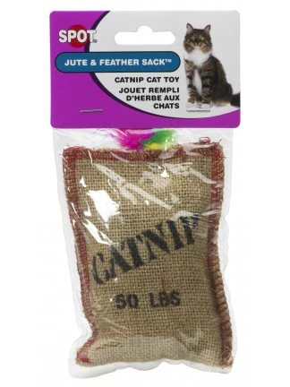 Spot Ethical Pet Cat Toy Jute & Feather Sack With Catnip - Image 1