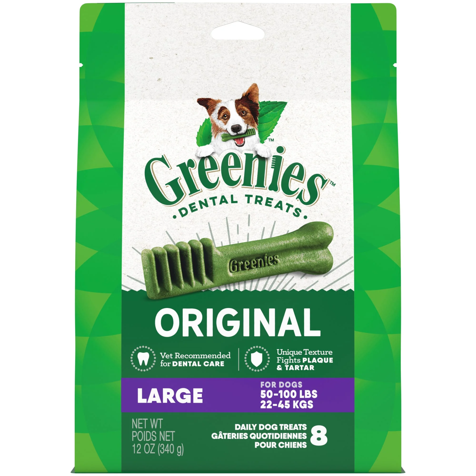 GREENIES Original Large Natural Dental Dog Treats  12 oz. Pack (8 Treats) - Image 1
