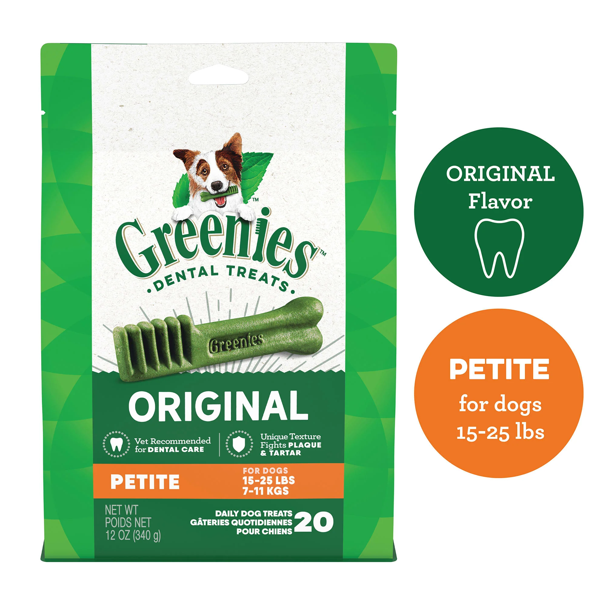 GREENIES Original Petite Natural Dental Dog Treats  12 oz. Pack (20 Treats) - Image 1