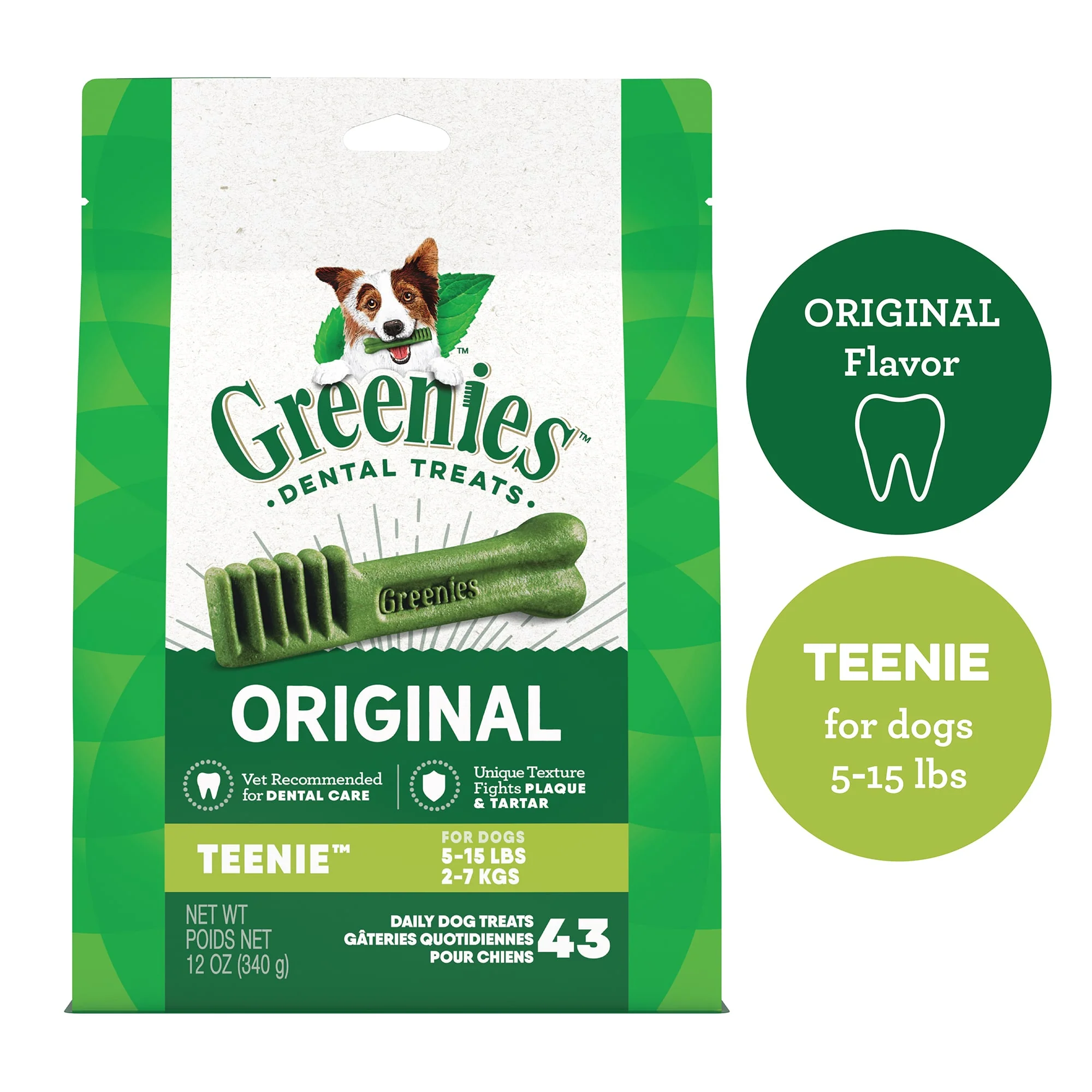 GREENIES Original TEENIE Natural Dental Dog Treats  12 oz. Pack (43 Treats) - Image 1