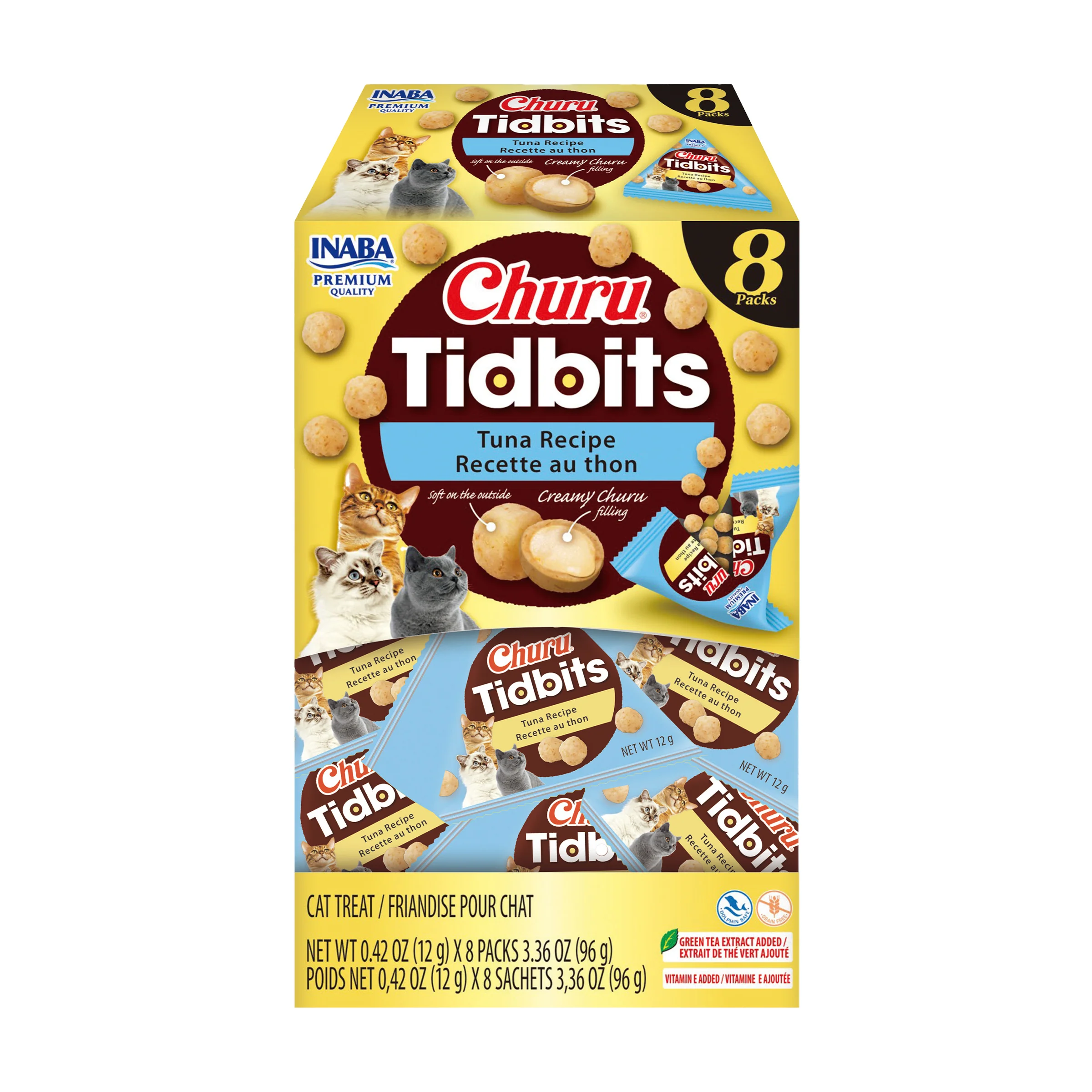INABA Churu Tidbits for Cats 3.36oz 8pk Tuna Recipe - Image 1