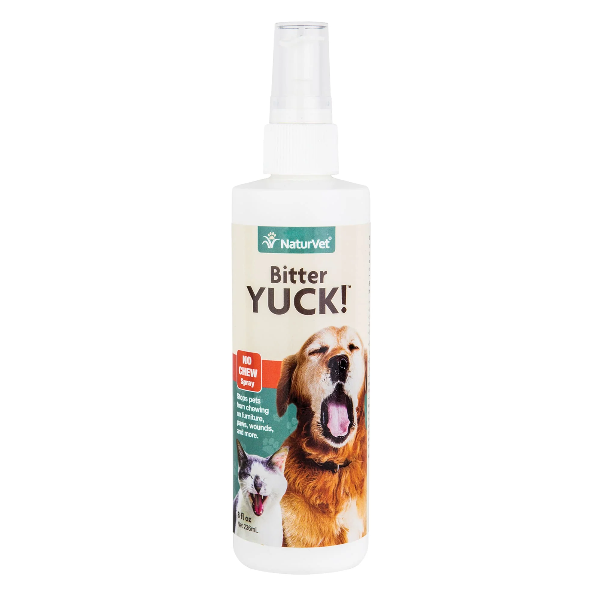 NaturVet Bitter Yuck - No Chew Training Aid – Deters Pets from Chewing on Furniture  Paws  Wounds & More – Water Based Formula Does Not Sting or Stain – 8oz - for Cats & Dogs - Image 1
