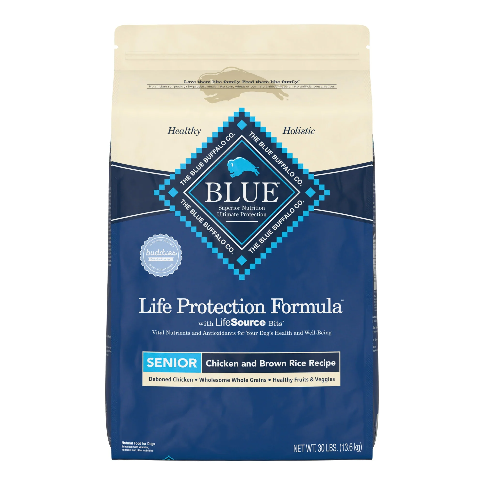 Blue Buffalo Life Protection Chicken & Brown Rice Recipe Senior Dry Dog Food - 30lbs - Image 1