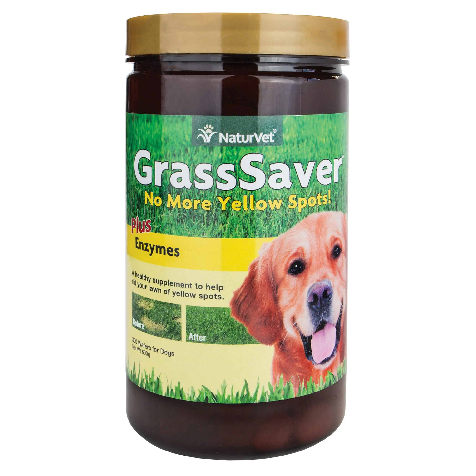 NaturVet GrassSaver Plus Enzymes for Dogs  300 Chewable Wafers - Image 1