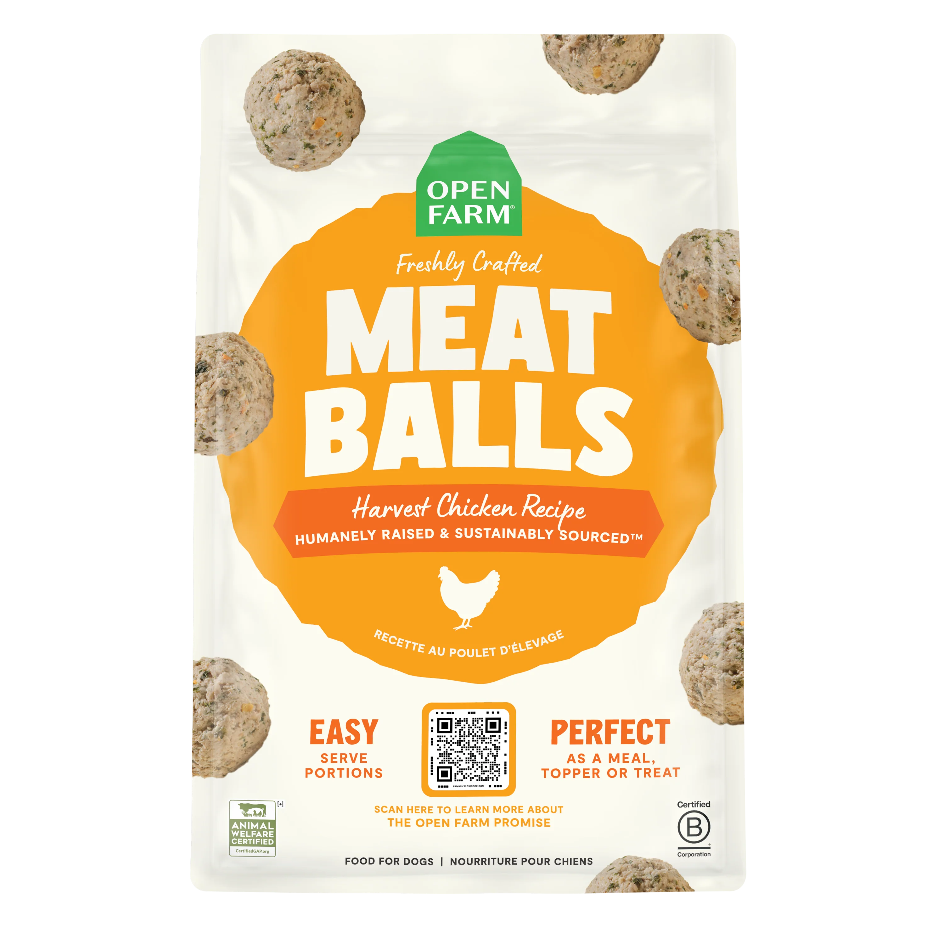 Open Farm Open Farm Freshly Crafted Meatballs – Harvest Chicken Recipe 36oz Bag