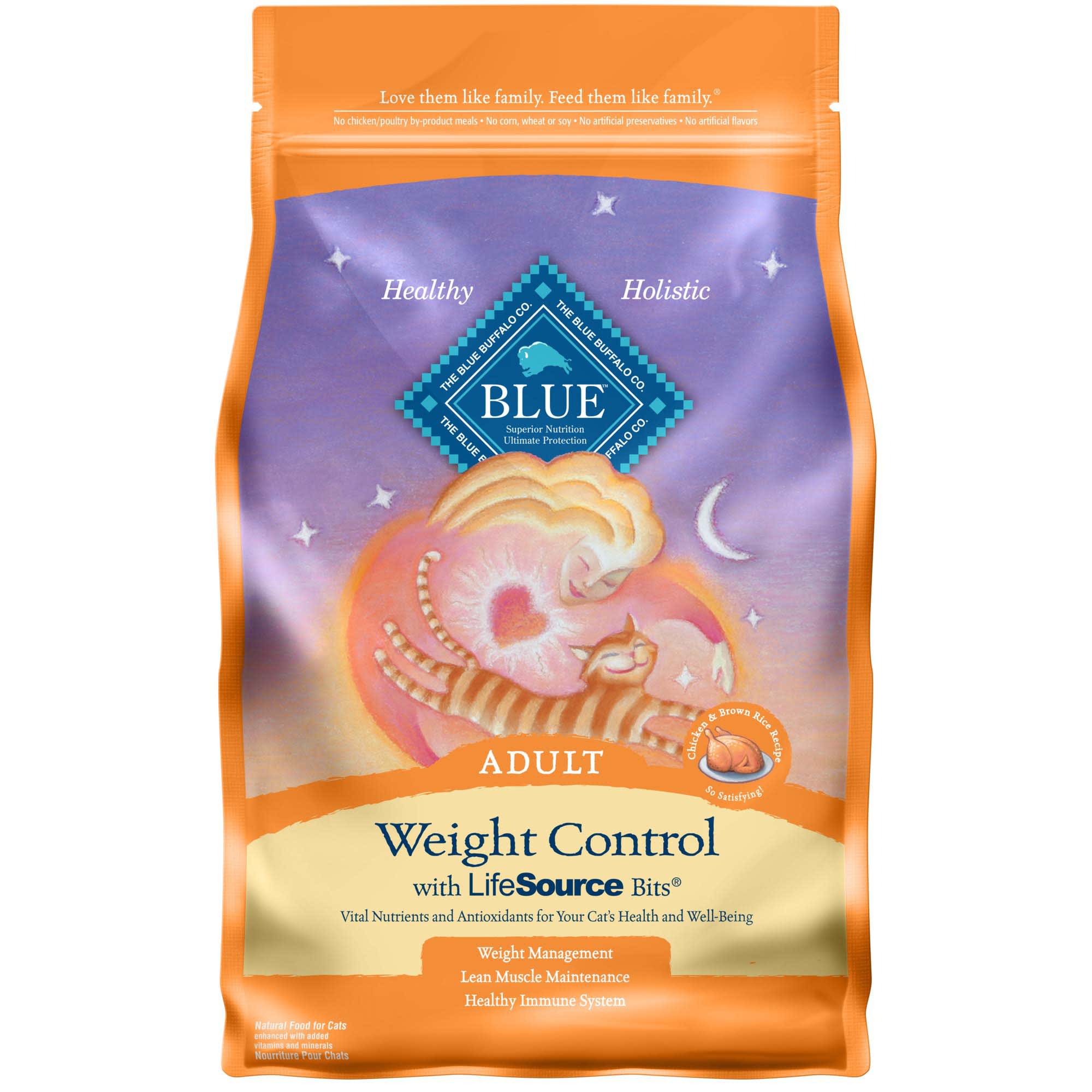 Blue Buffalo Weight Control Chicken and Brown Rice Dry Cat Food for Adult Cats  Whole Grain  7 lb. Bag - Image 1