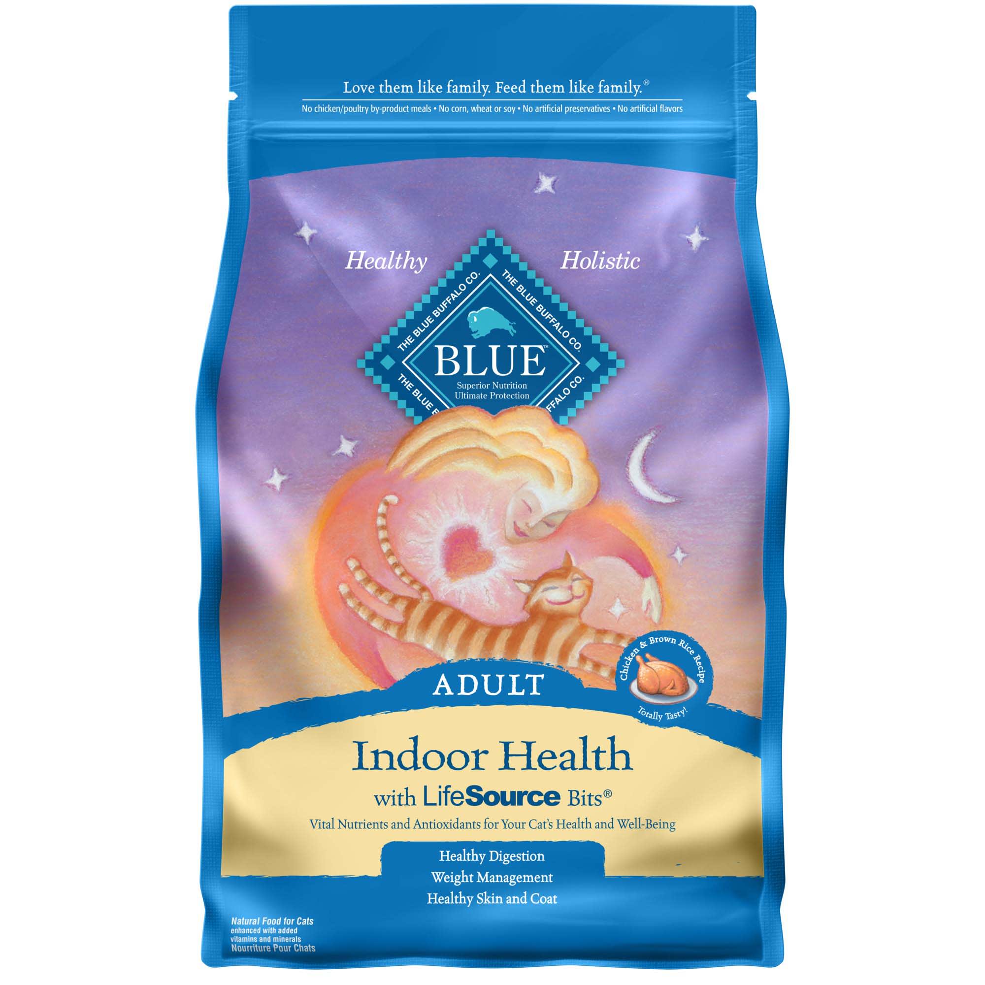 Blue Buffalo Indoor Health Chicken and Brown Rice Dry Cat Food for Adult Cats  Whole Grain  7 lb. Bag - Image 1