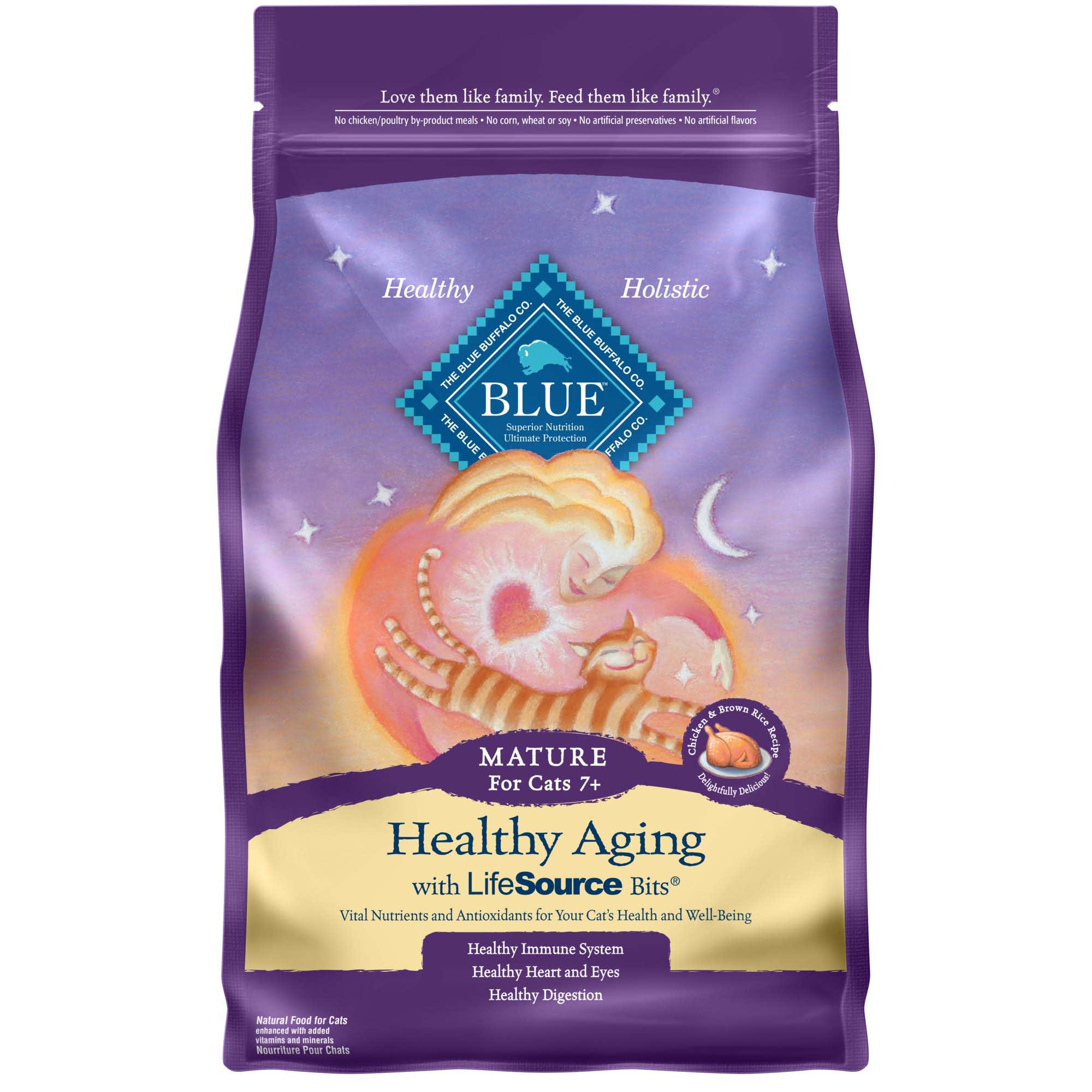 Blue Buffalo Healthy Aging with Chicken & Brown Rice Mature Premium Senior Dry Cat Food - 7lbs - Image 1