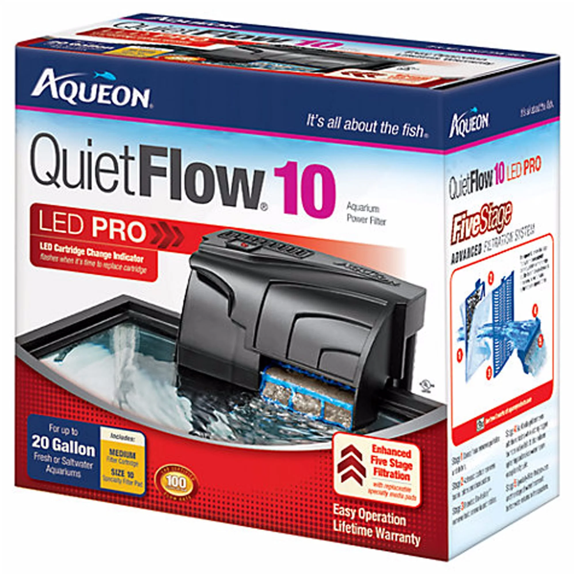Aqueon QuietFlow LED PRO Aquarium Power Filter  Size 10 - Image 1