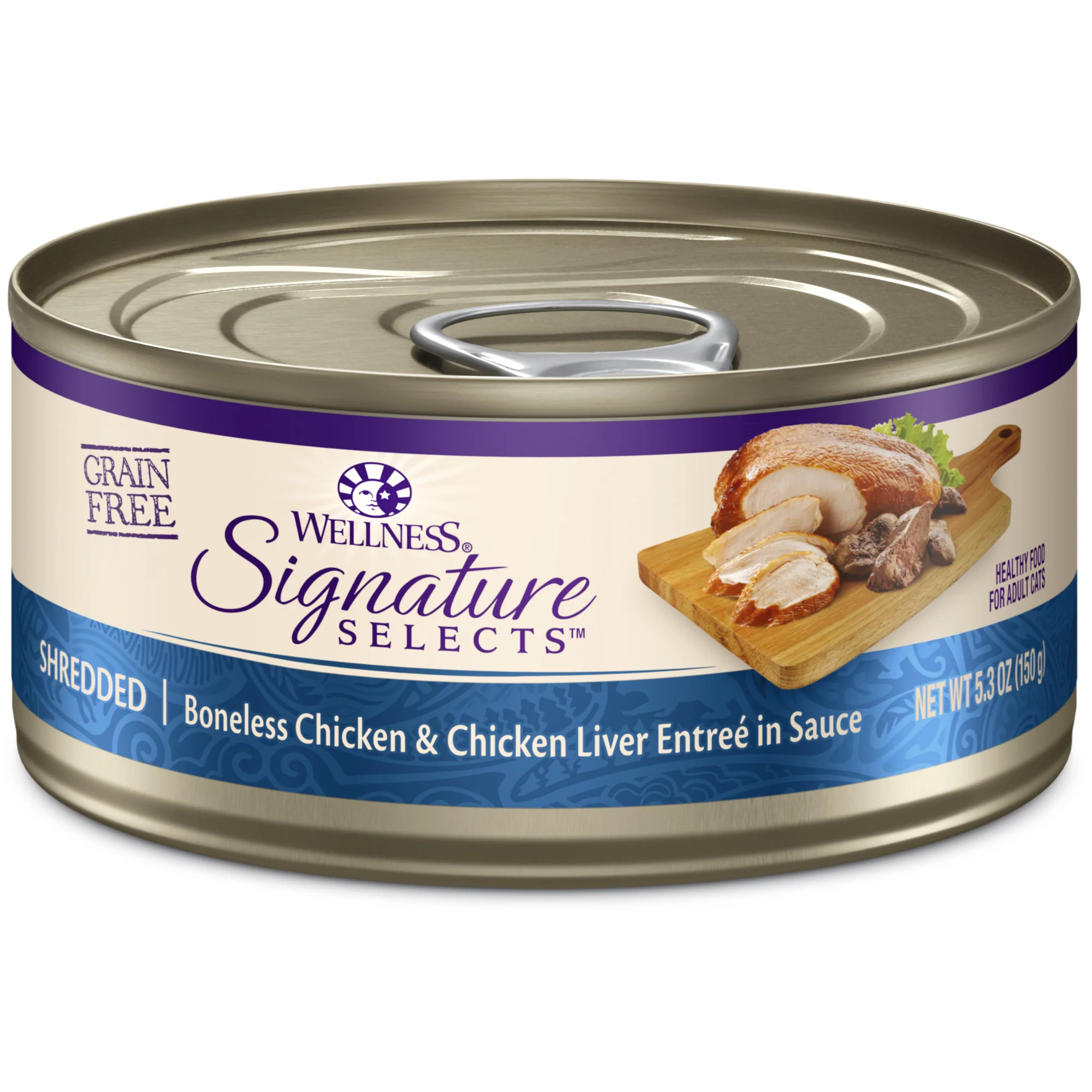 Wellness CORE Signature Selects Grain Free Canned Cat Food Shredded Chicken & Chicken Liver in Sauce 5.3ozs - Image 1