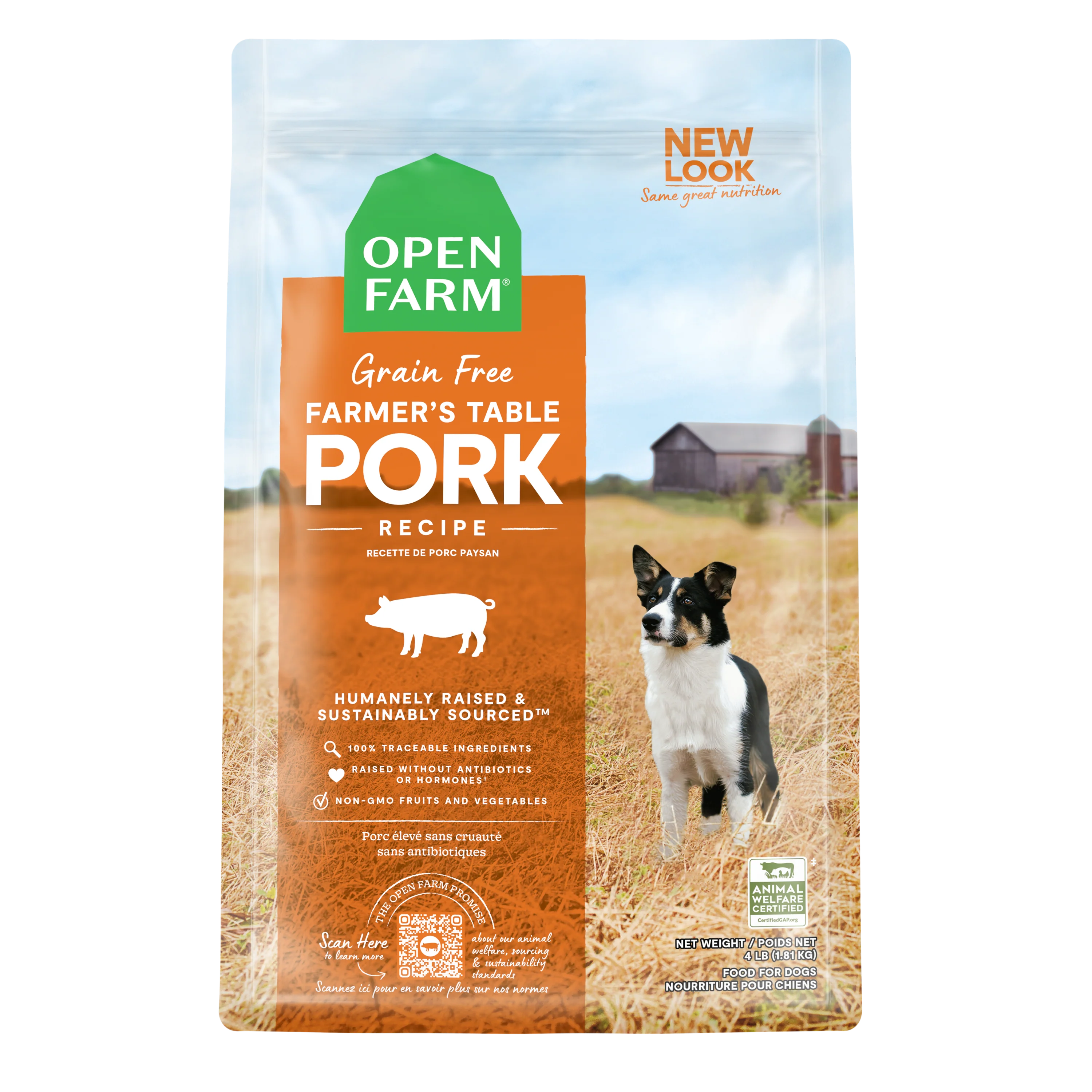 Open Farm Farmer’S Table Pork Recipe Grain Free Kibble For Dogs 4lb Bag