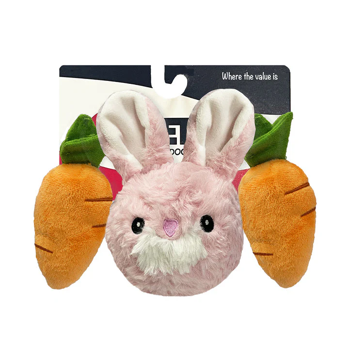 Petlou Plush Dog Toy Squeaky Ball Rabbit Carrot 4in 3pk - Image 1