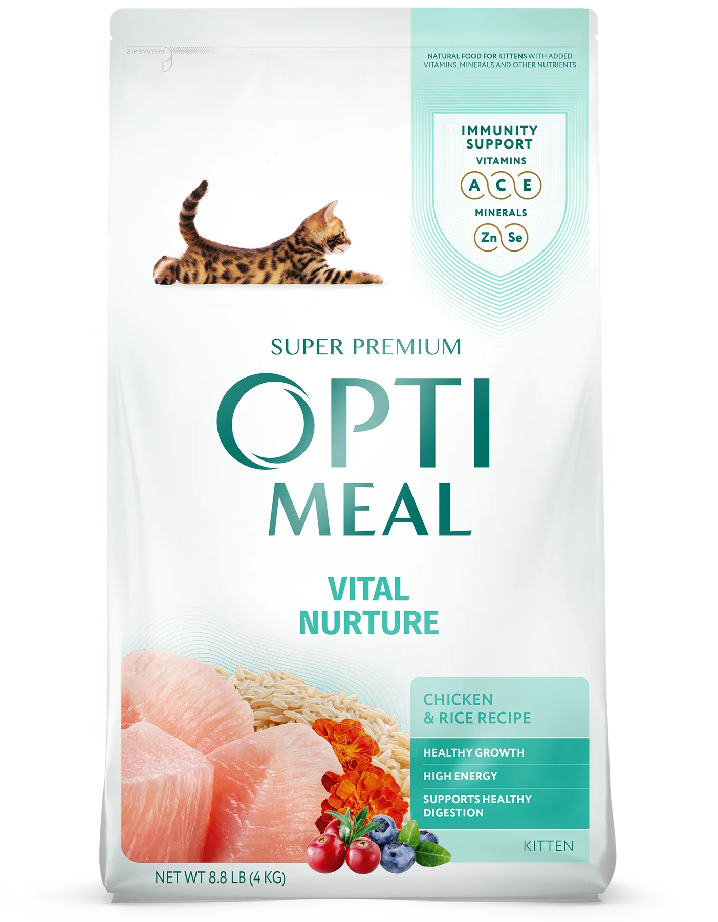 Optimeal Dry Cat Food 3.3lb Kitten Chicken - Image 1