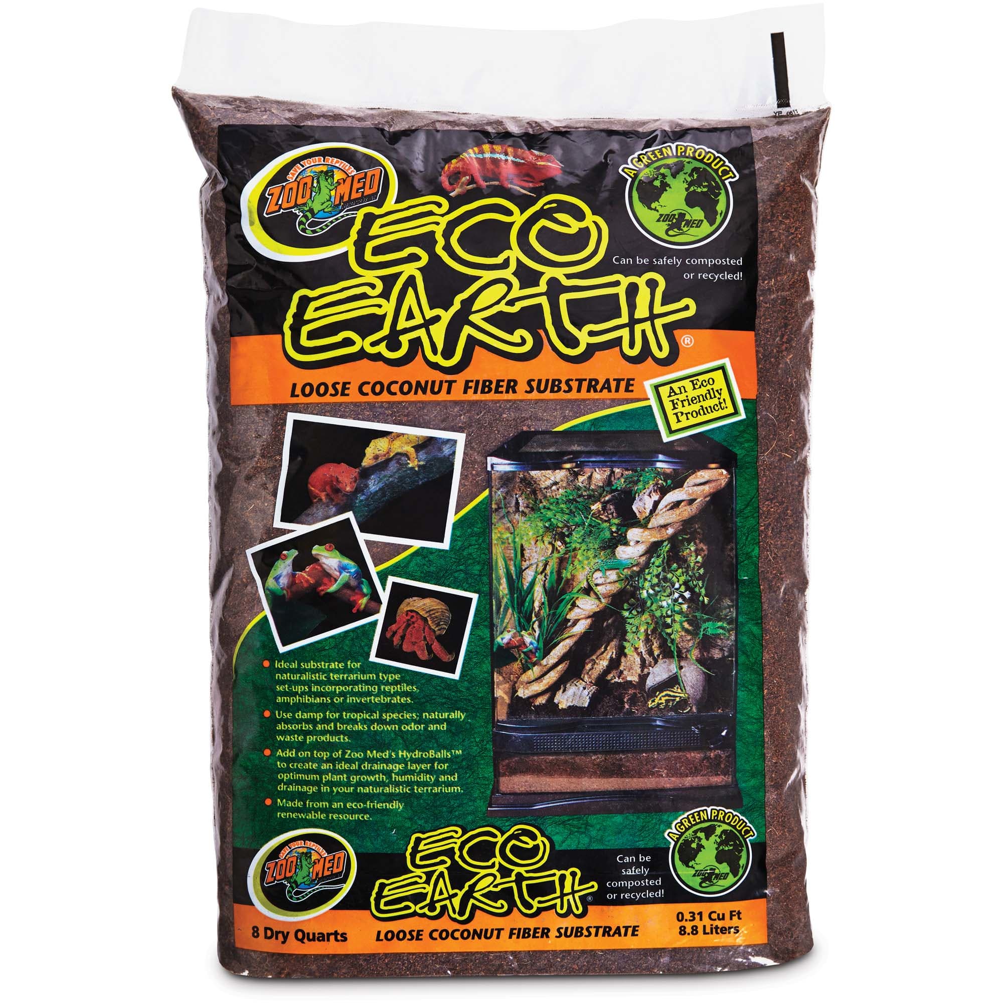 Zoo Med Eco Earth Loose Coconut Fiber Substrate, 8 Dry Quarts - Image 1