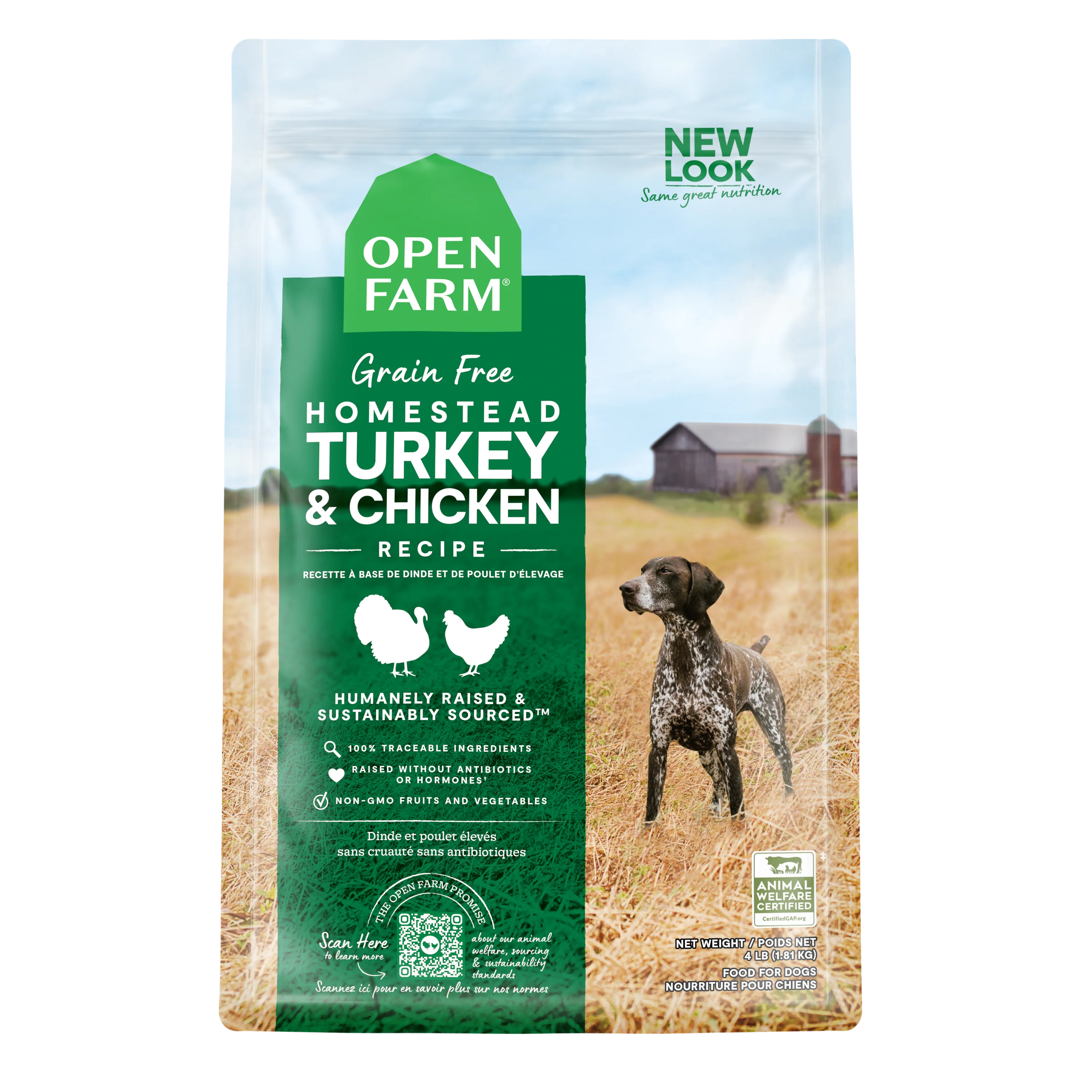 Open Farm Homestead Turkey & Chicken Recipe Grain Free Kibble For Dogs 22lb Bag